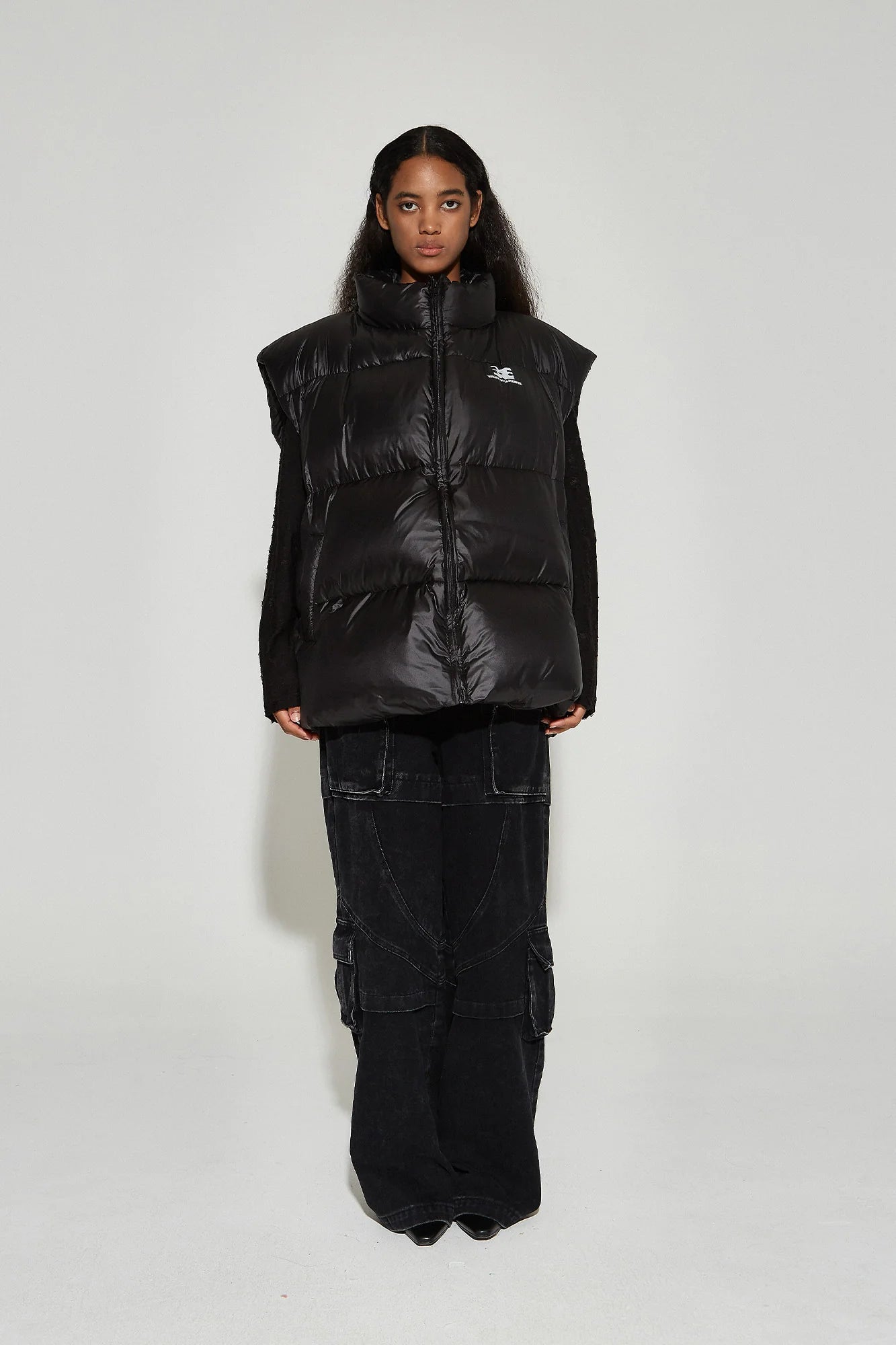 VANN VALRENCE Plain Duck Down Oversized Puffer Vest