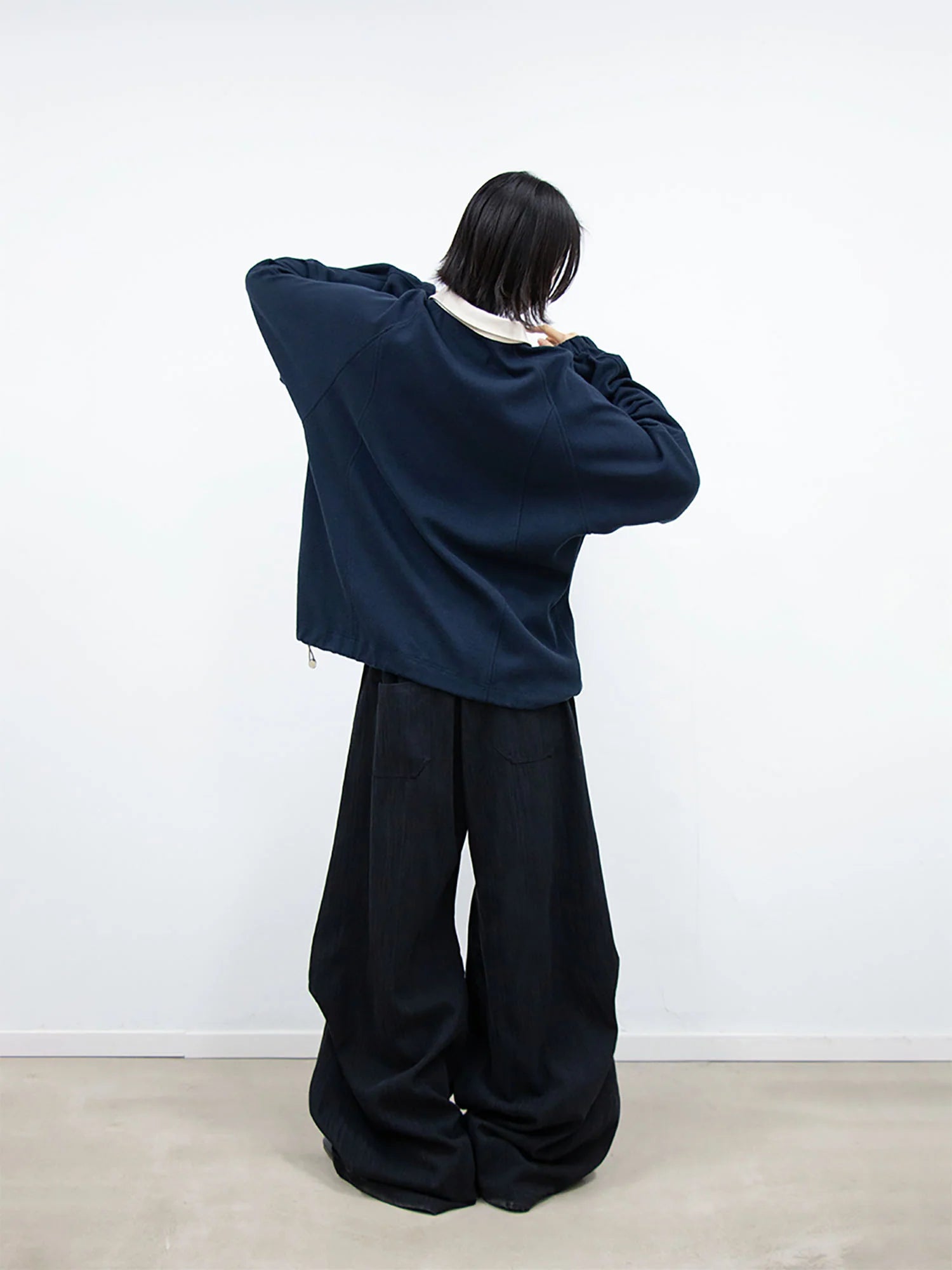 RELABEL Raglan Drawstring-Hem Polo Sweatshirt