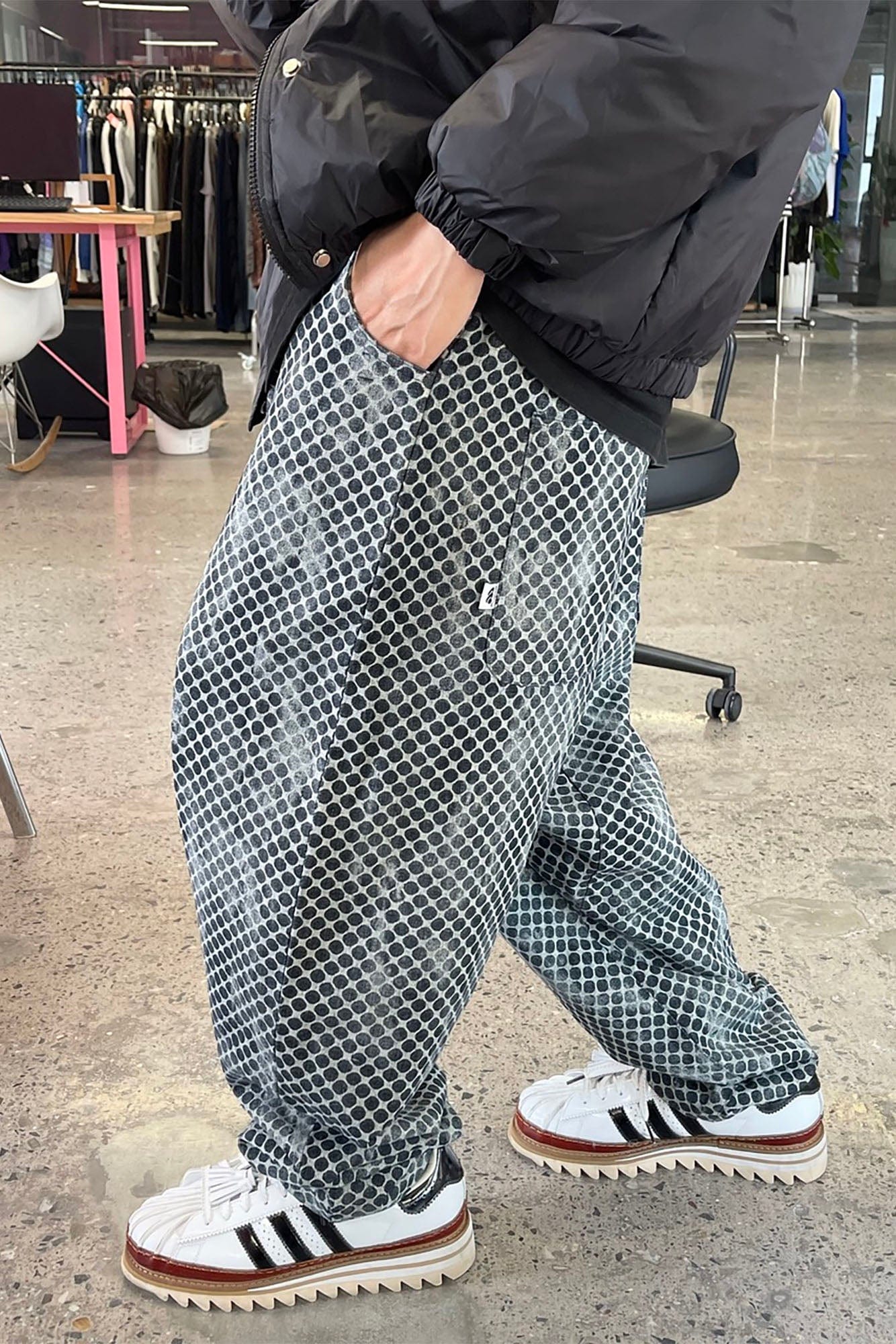 ME DA IGUAL Washed Dot Full-Print Harem Pants