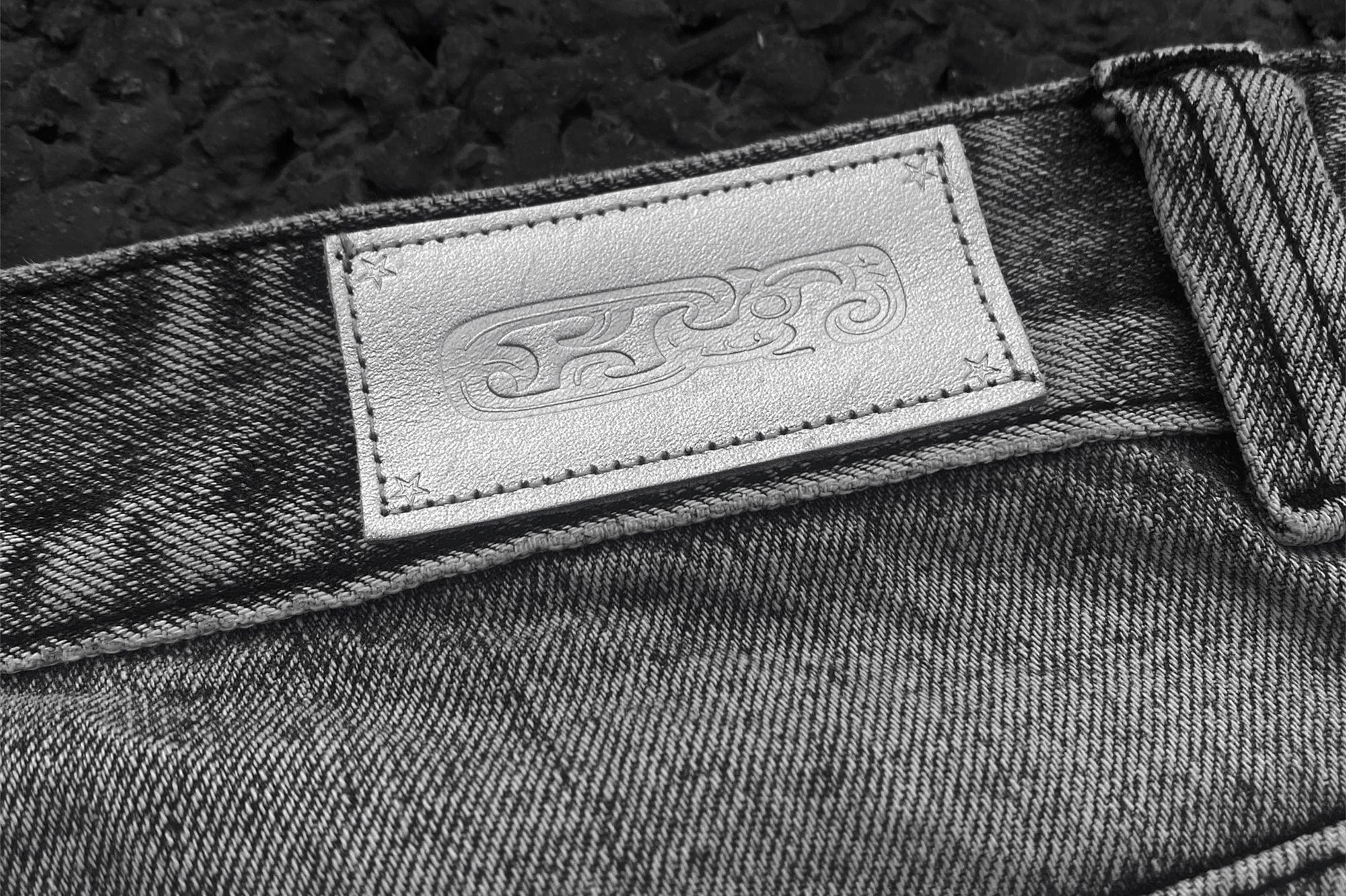 TECNINEGROUP Distressed Ash-Washed Flared Jeans