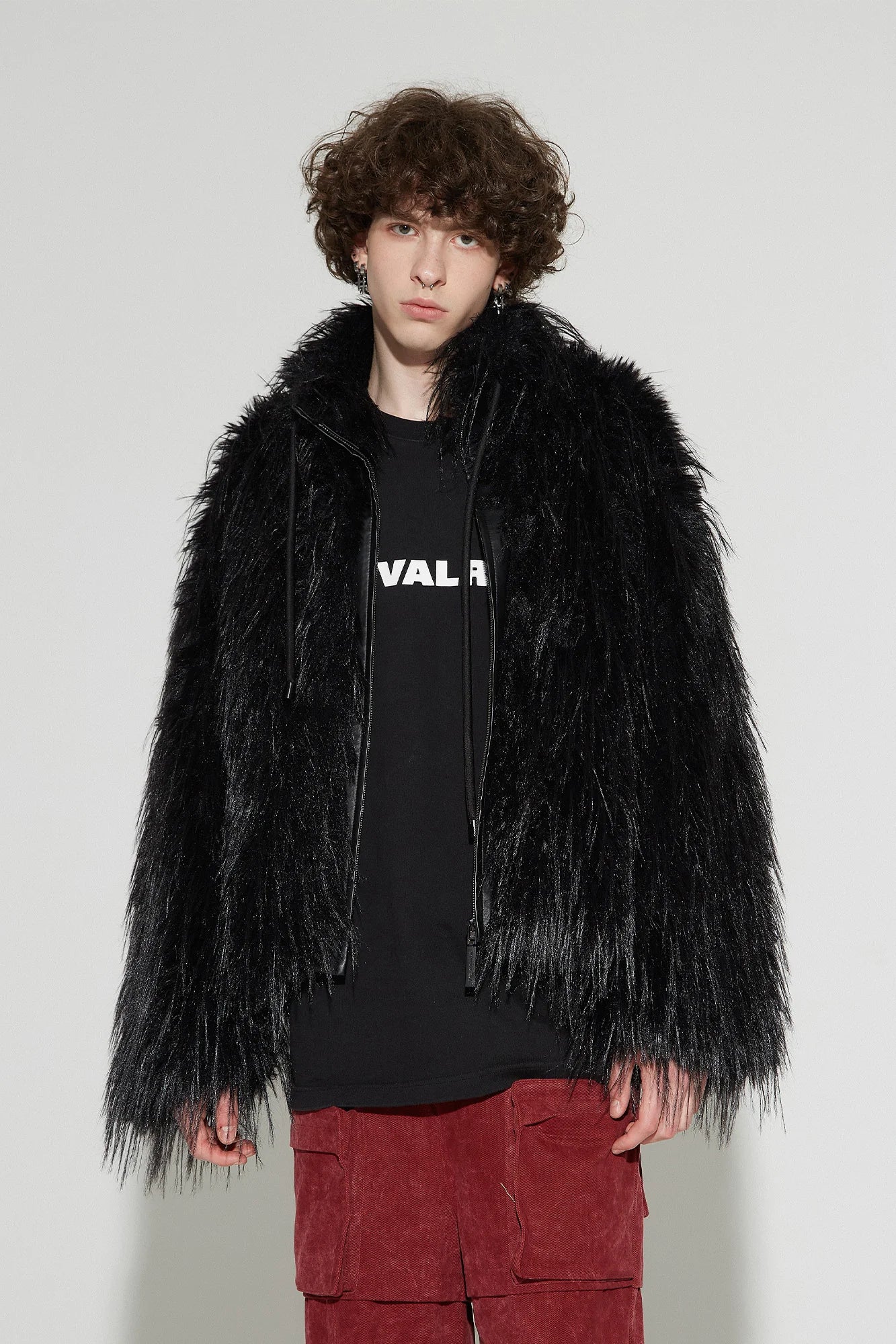 VANN VALRENCE Shaggy Layer Faux Fur Jacket