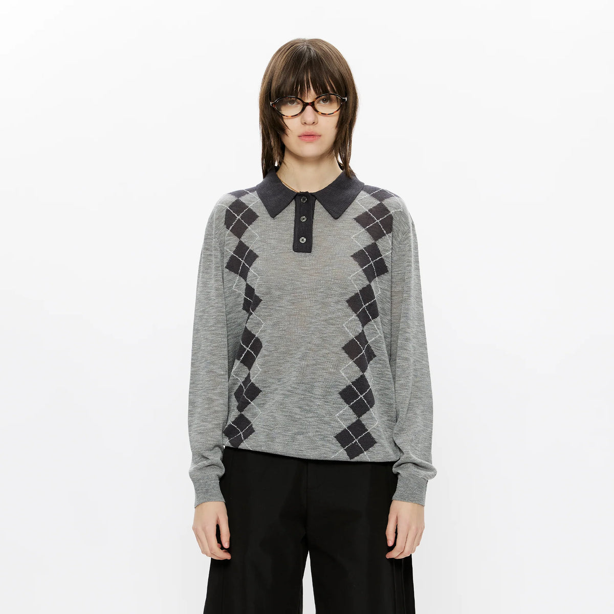 KREATE Retro Argyle Polo Sweater