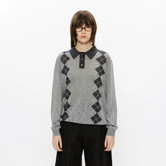 KREATE Retro Argyle Polo Sweater