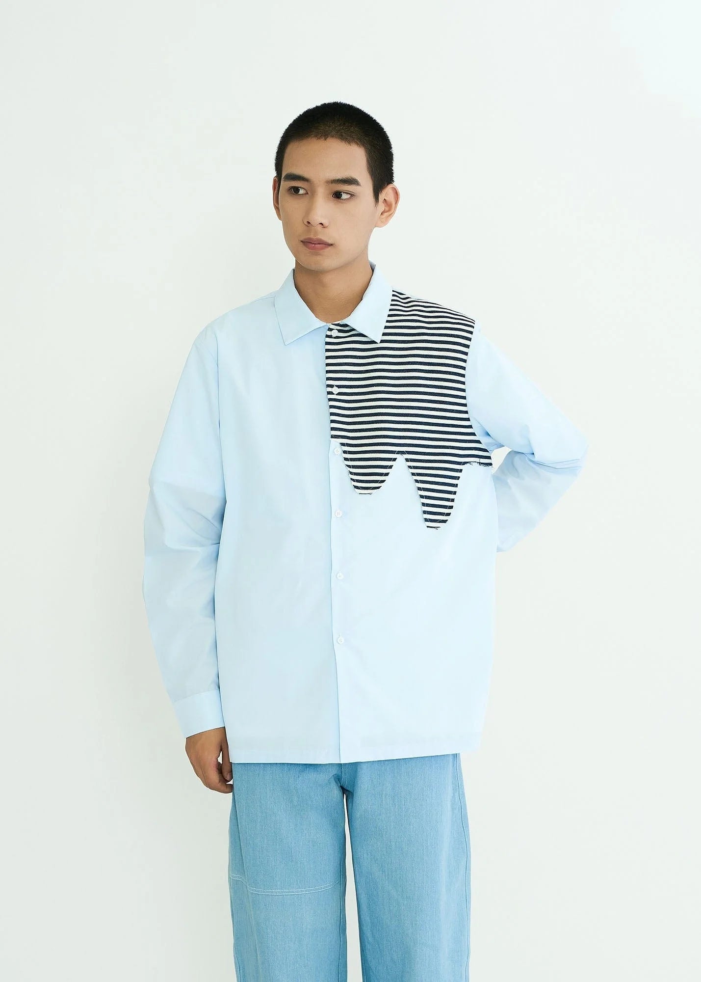 WIID Stripes Asymmetrical Patch Shirt