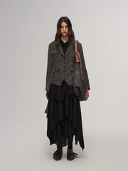 ILNya Nieternite Nifutur Distressed Draped Cotton-Linen Jacket