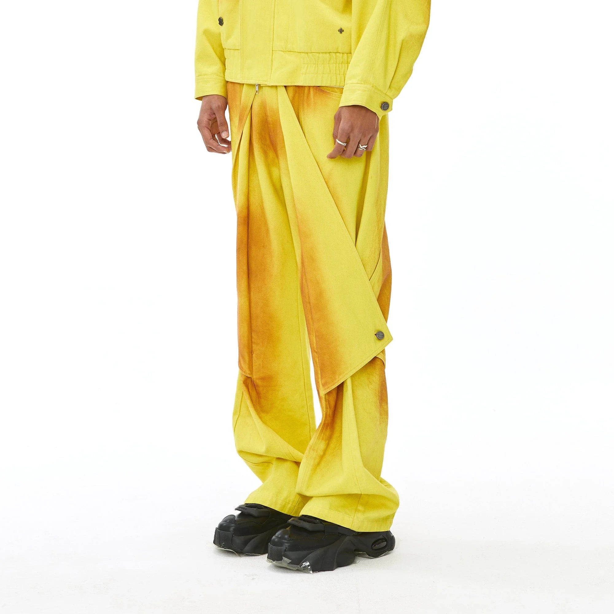 VANN VALRENCE Dye-Washed Convertible Wide-Leg Pants