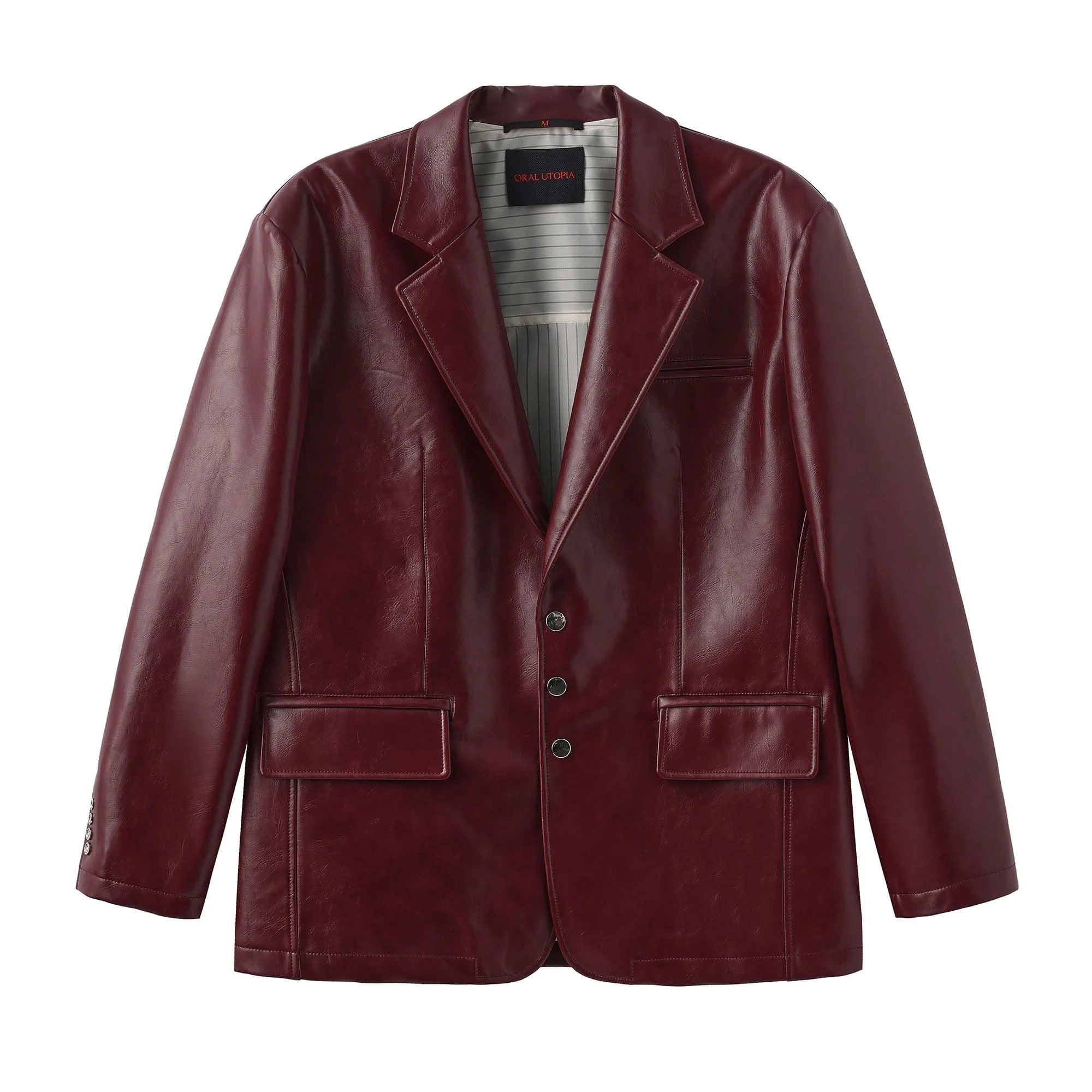 ORAL UTOPIA Glossy PU Blazer Ancora Red