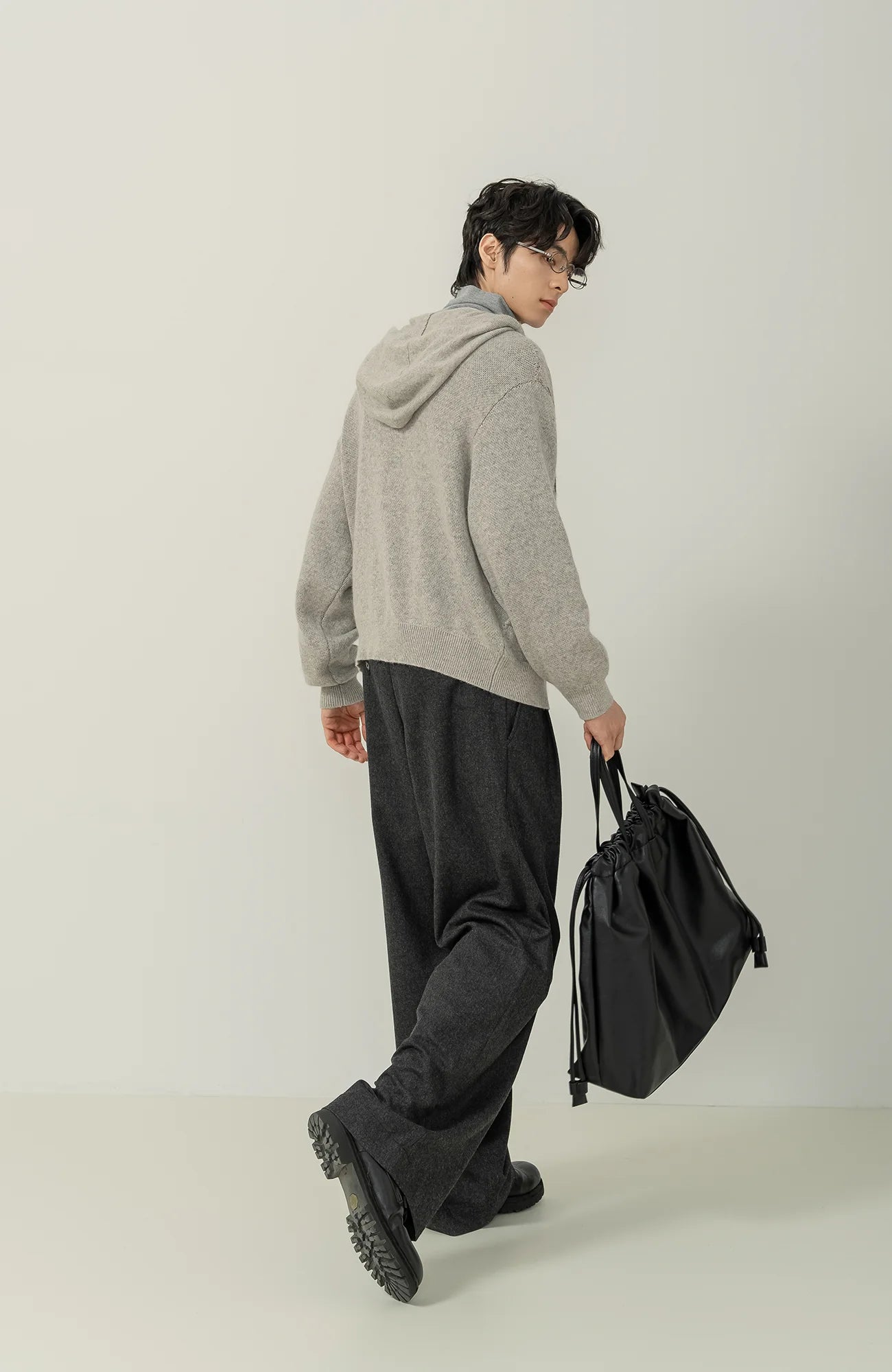 MOITIEDEPETALE Argyle Dual Zip Hooded Cardigan