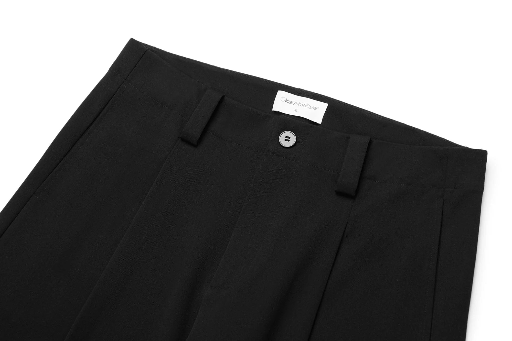OKAYTHXBYE Pleated Curved Wide-Leg Trousers
