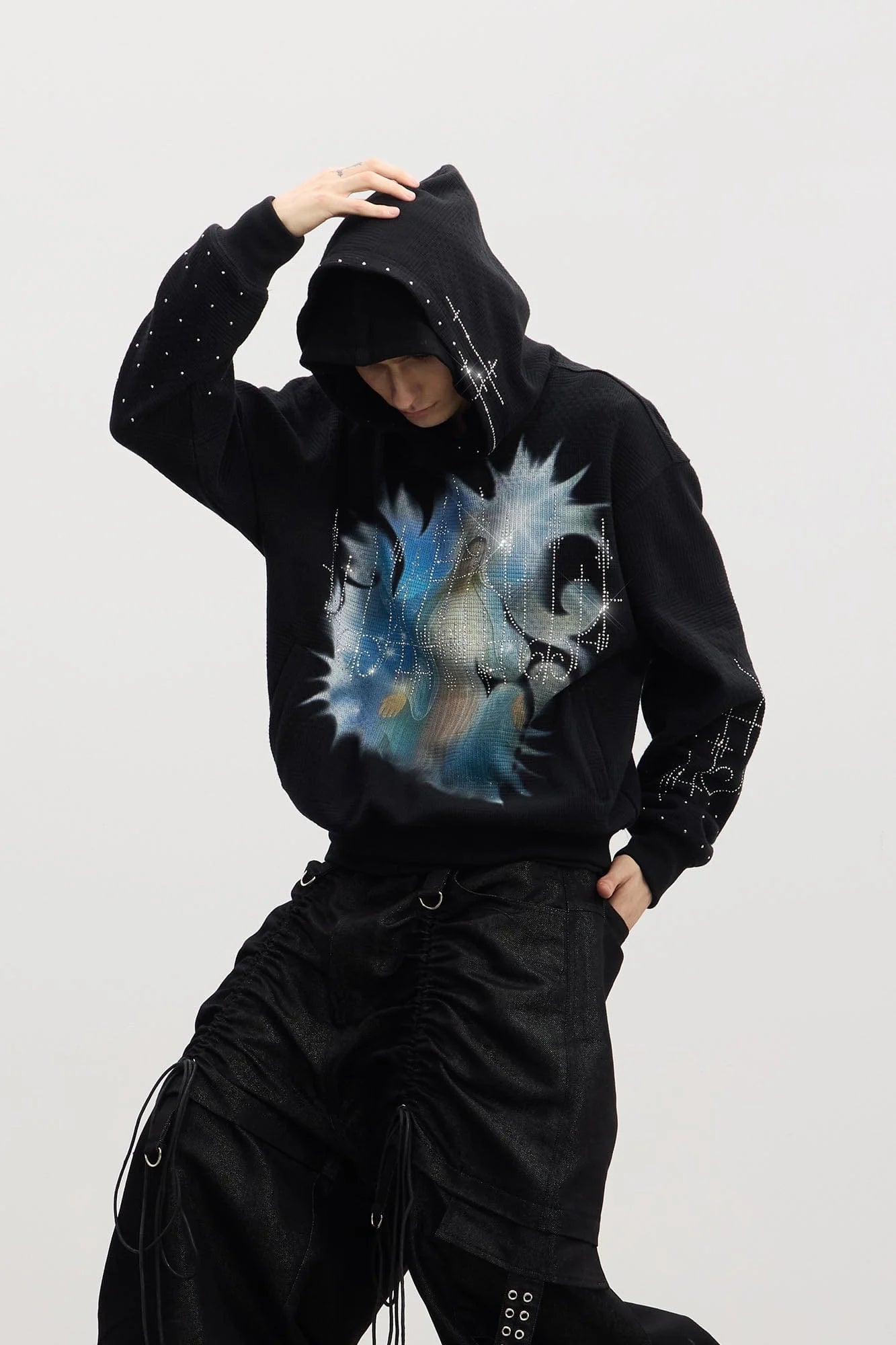 DND4DES Virgin Mary Graphic Rhinestone Hoodie