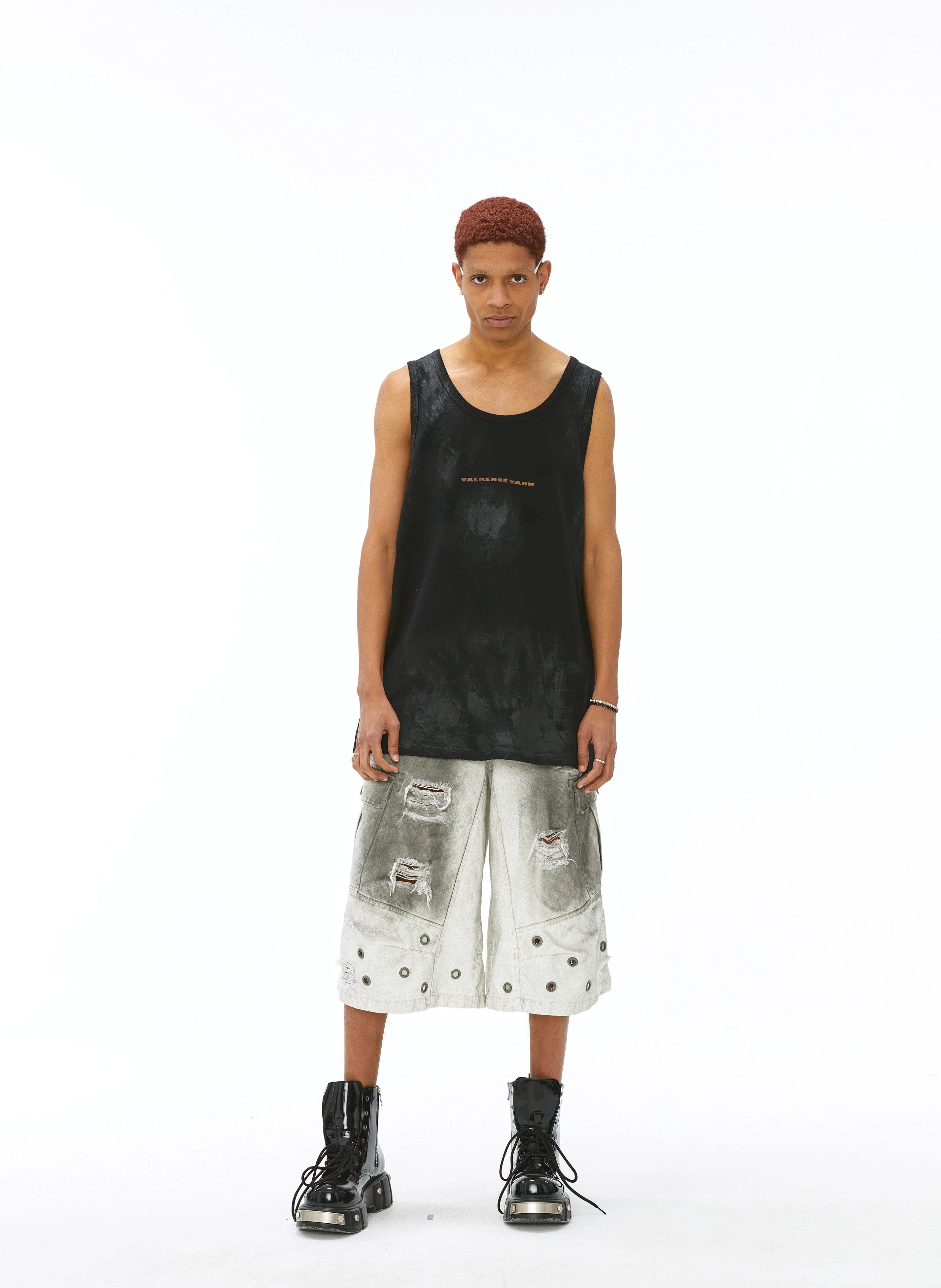 VANN VALRENCE Washed-Dyed Oversized Tank Top