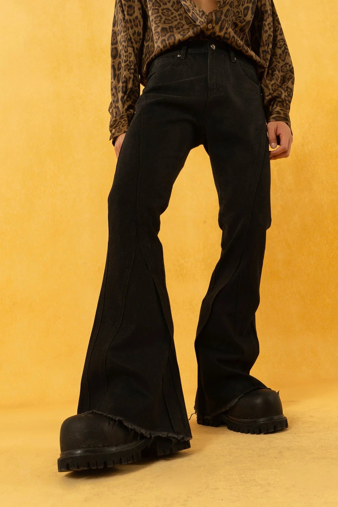 CLP Retro Frayed Slim Fit Flared Jeans