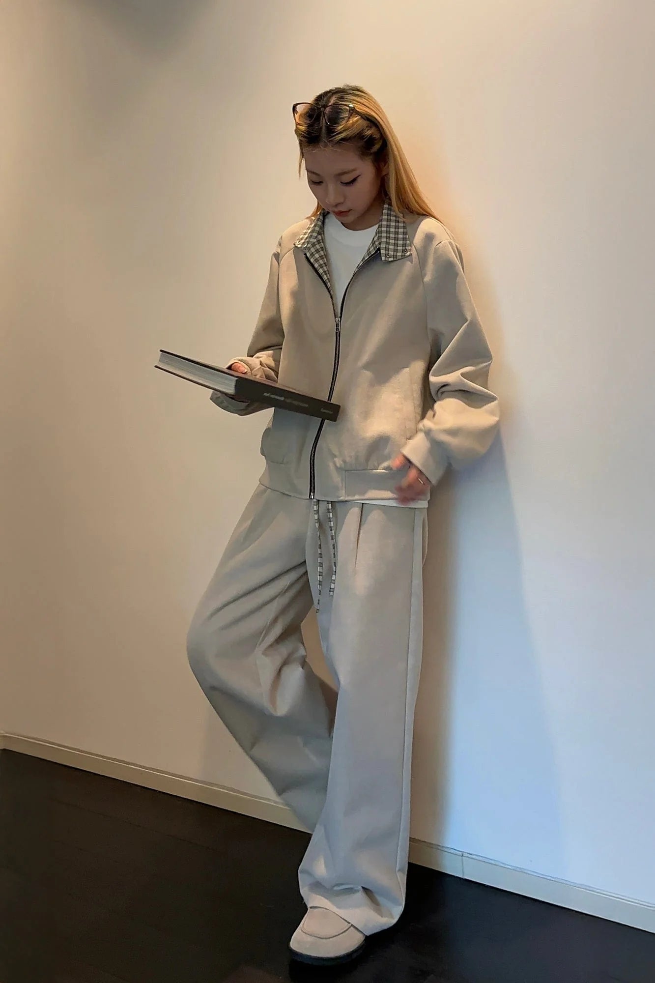 OKAYTHXBYE Plaid Layered Waist Drawstring Sweatpants