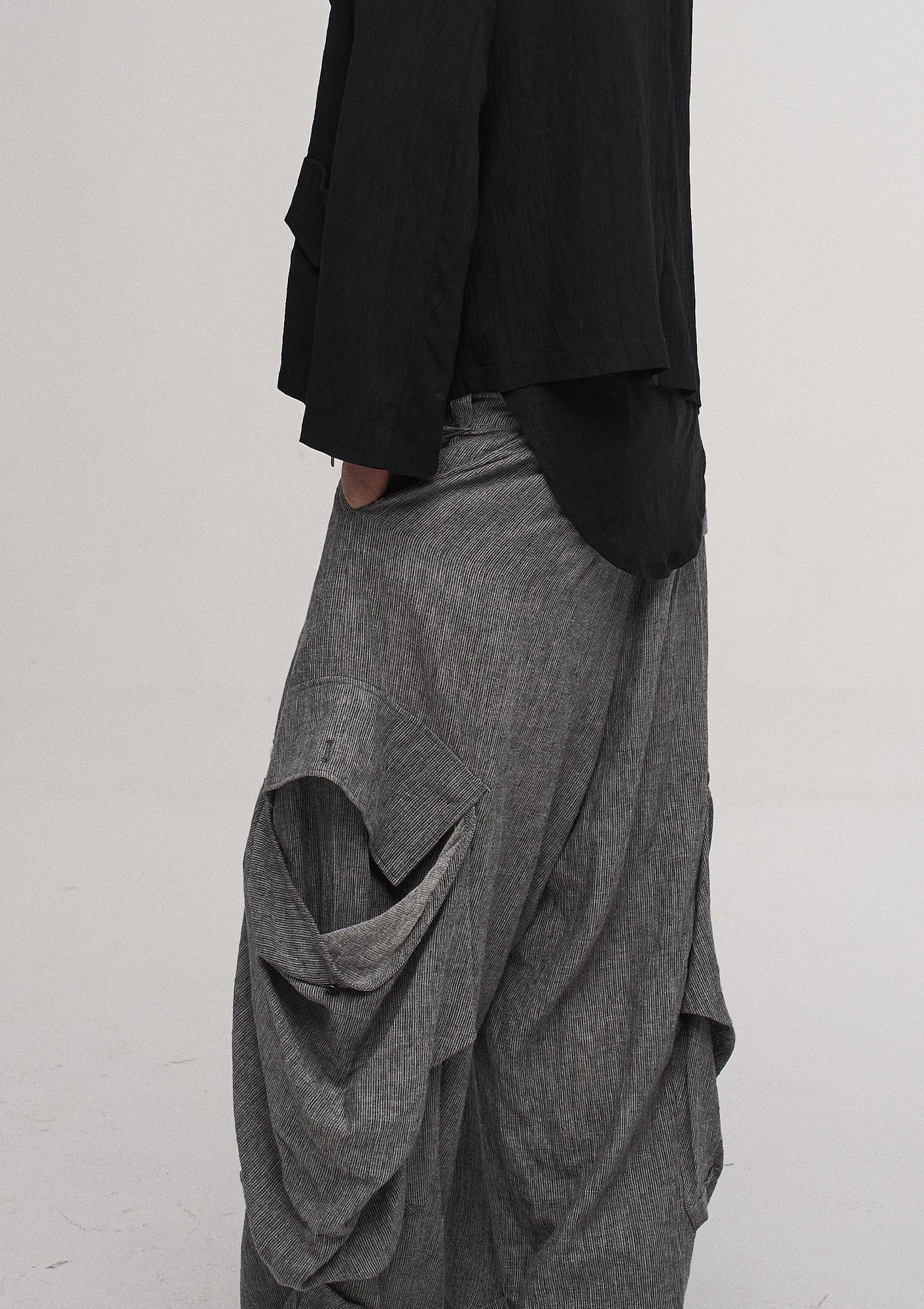 ILNya Nieternite Nifutur Big Pockets Cotton-Linen Wide-Leg Pants