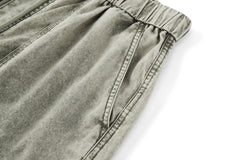BONELESS Washed Pleated-Knee Drawstring Cargo Pants