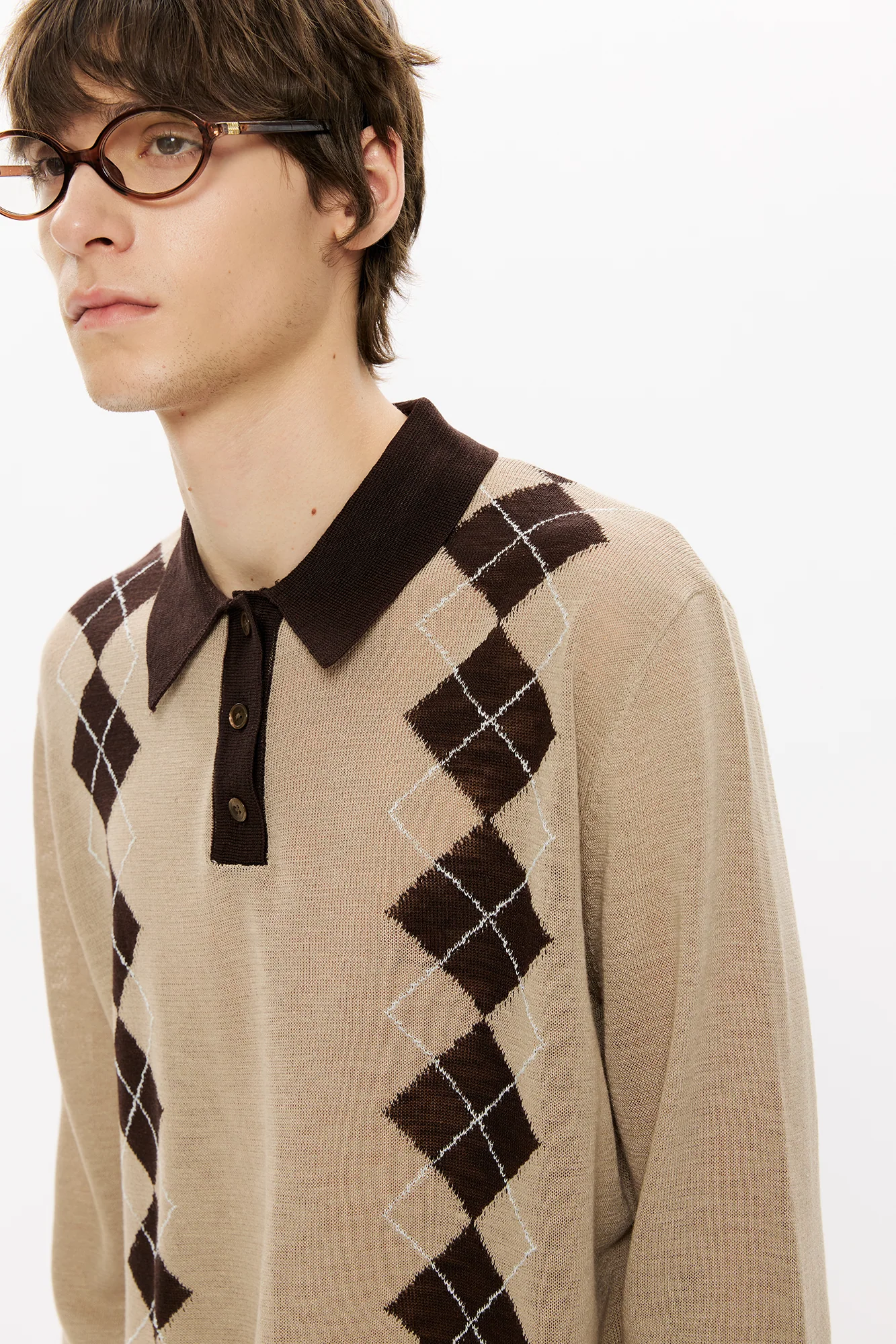 KREATE Retro Argyle Polo Sweater