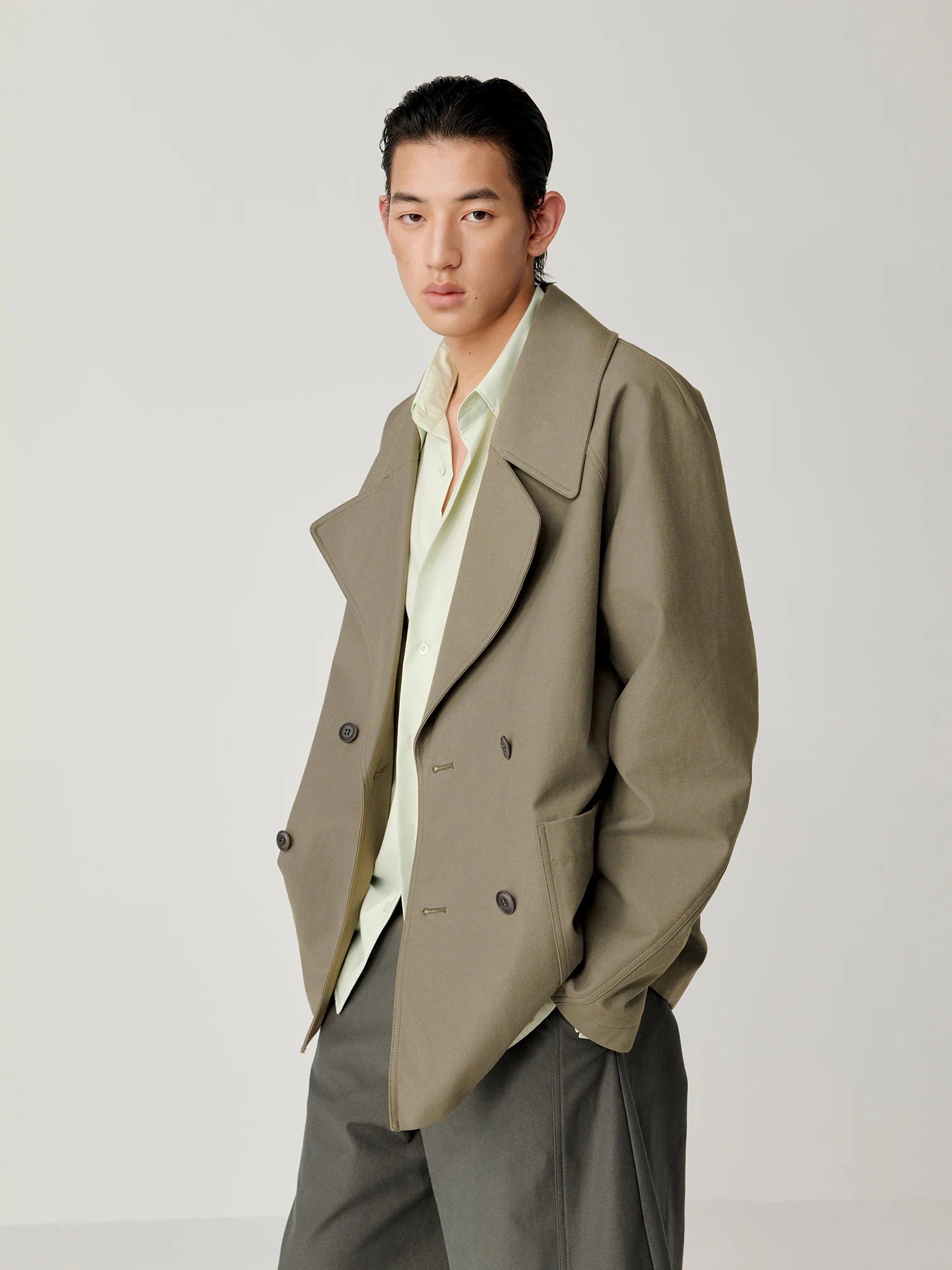 OPICLOTH Classical Double-Breasted Oversized Jacket