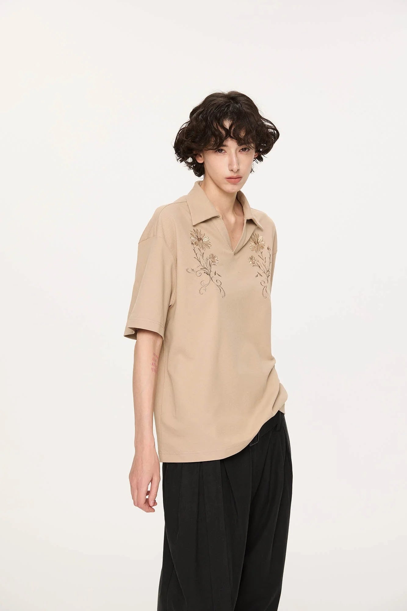 KREATE Daisy Embroidered Polo T-Shirt