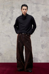 ALVNG AR ANTS Asymmetric Scarf-Neck High-Collar Pullover