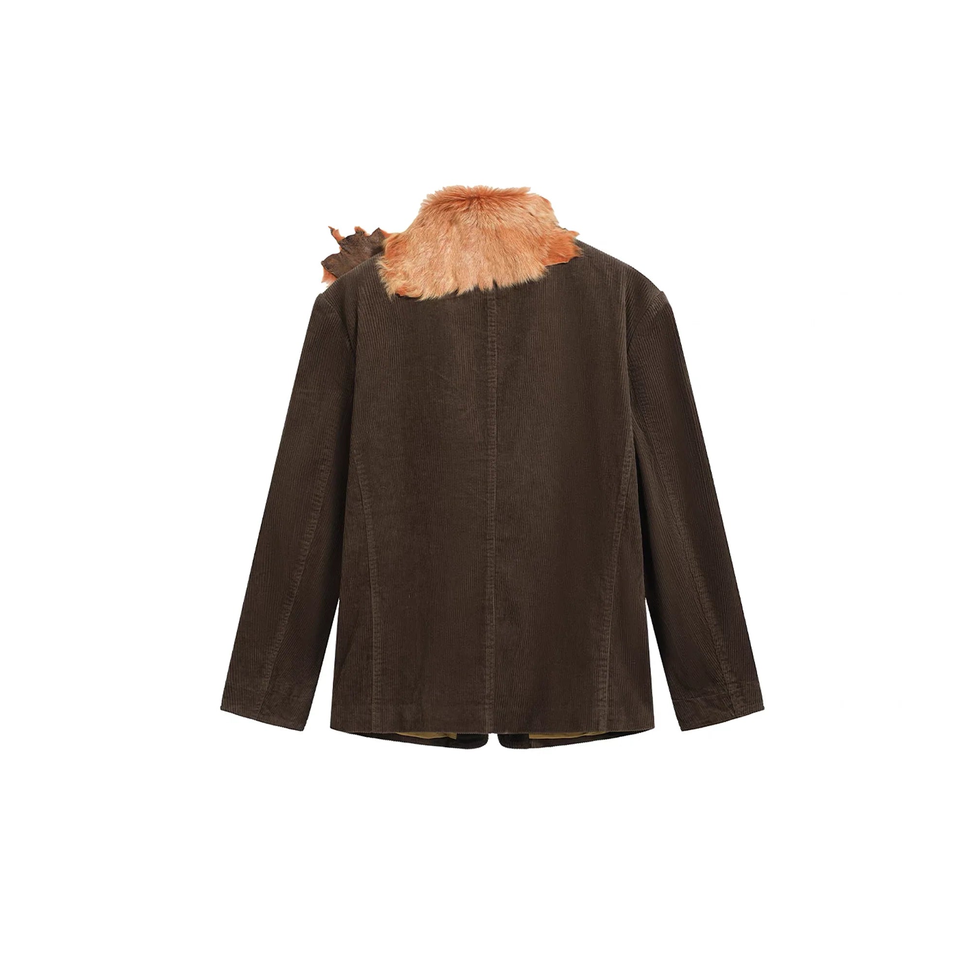 NOTHINGNESS WORLD Faux Fur Lapel Corduroy Blazer Jacket
