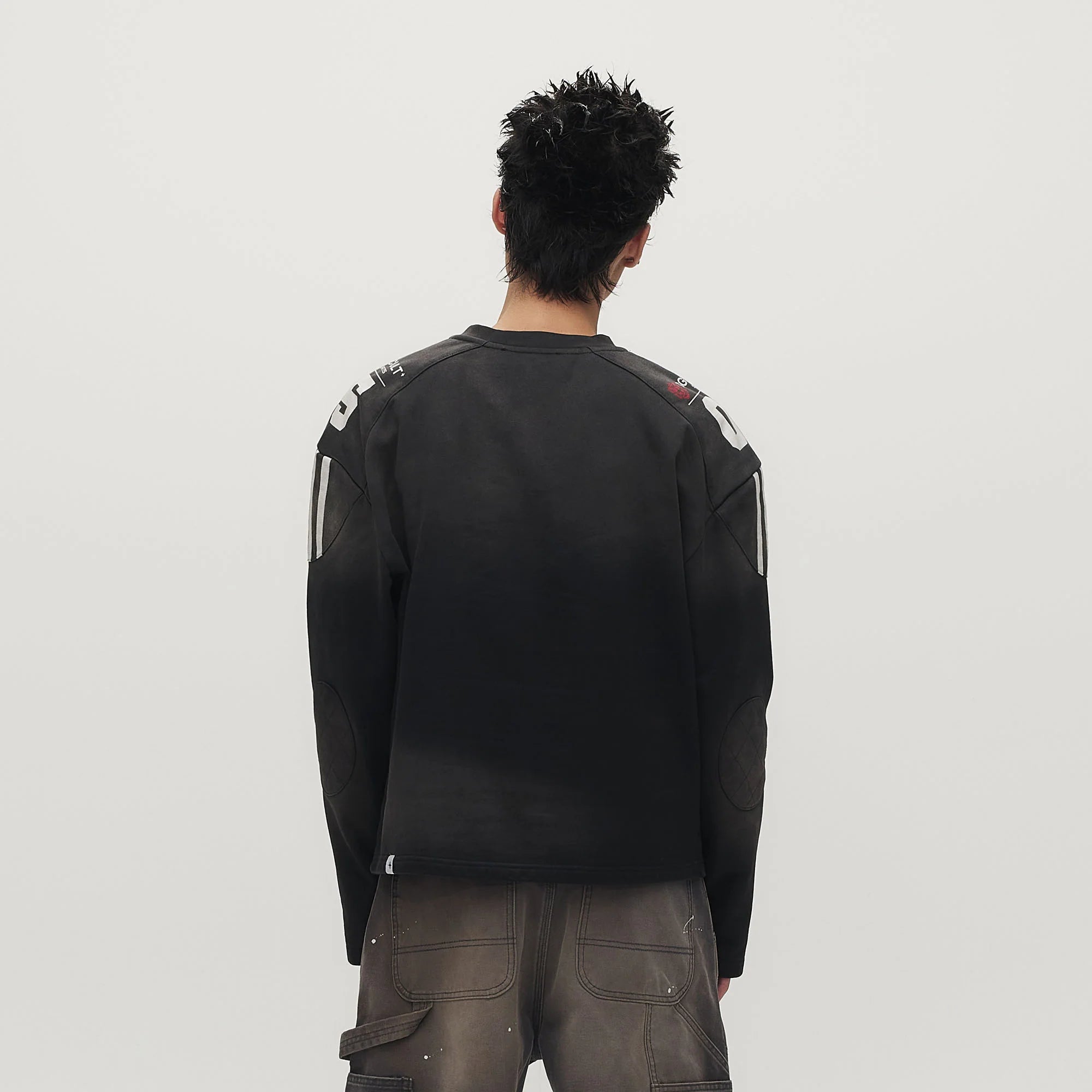 SAVAGEGROWTHWORLD Athletic Distressed Patch Sweatshirt