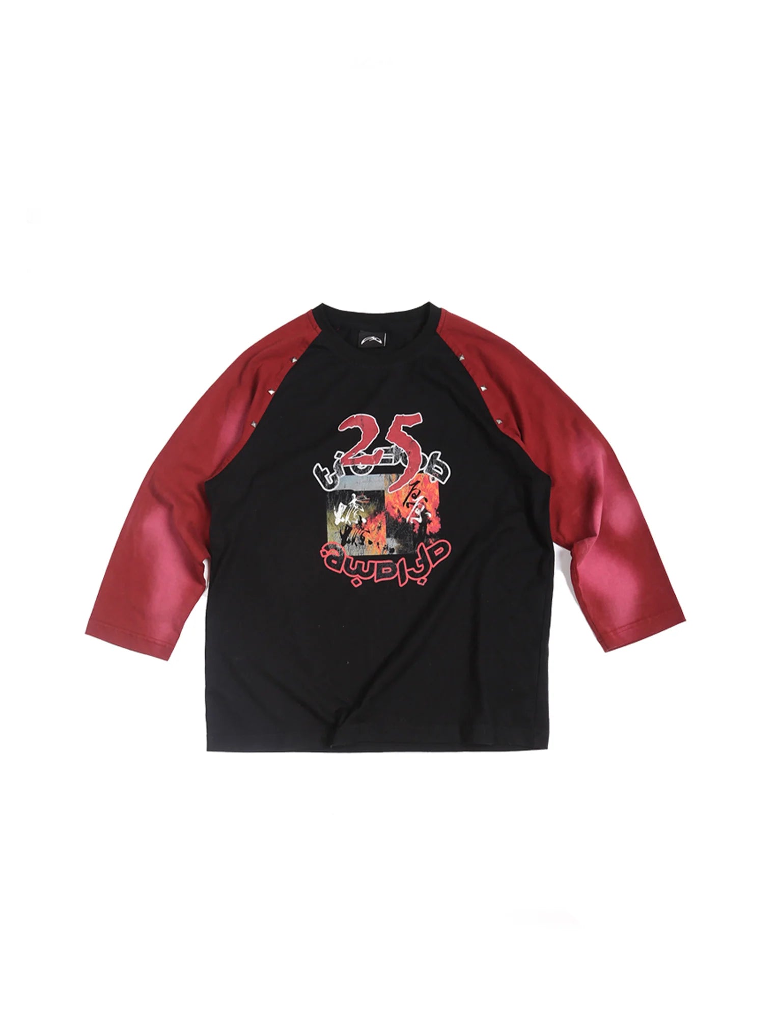TRECLUB Studded Raglan Graphic 3/4 Sleeve Tee