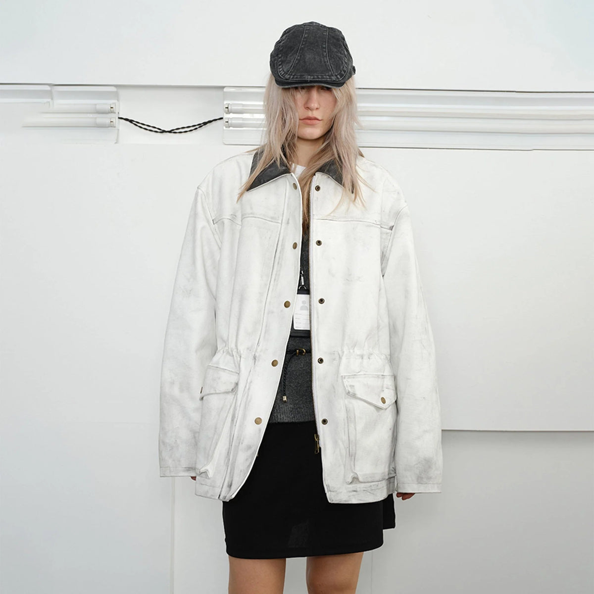 KREATE Aged Canvas Spliced Big-Pocket Jacket