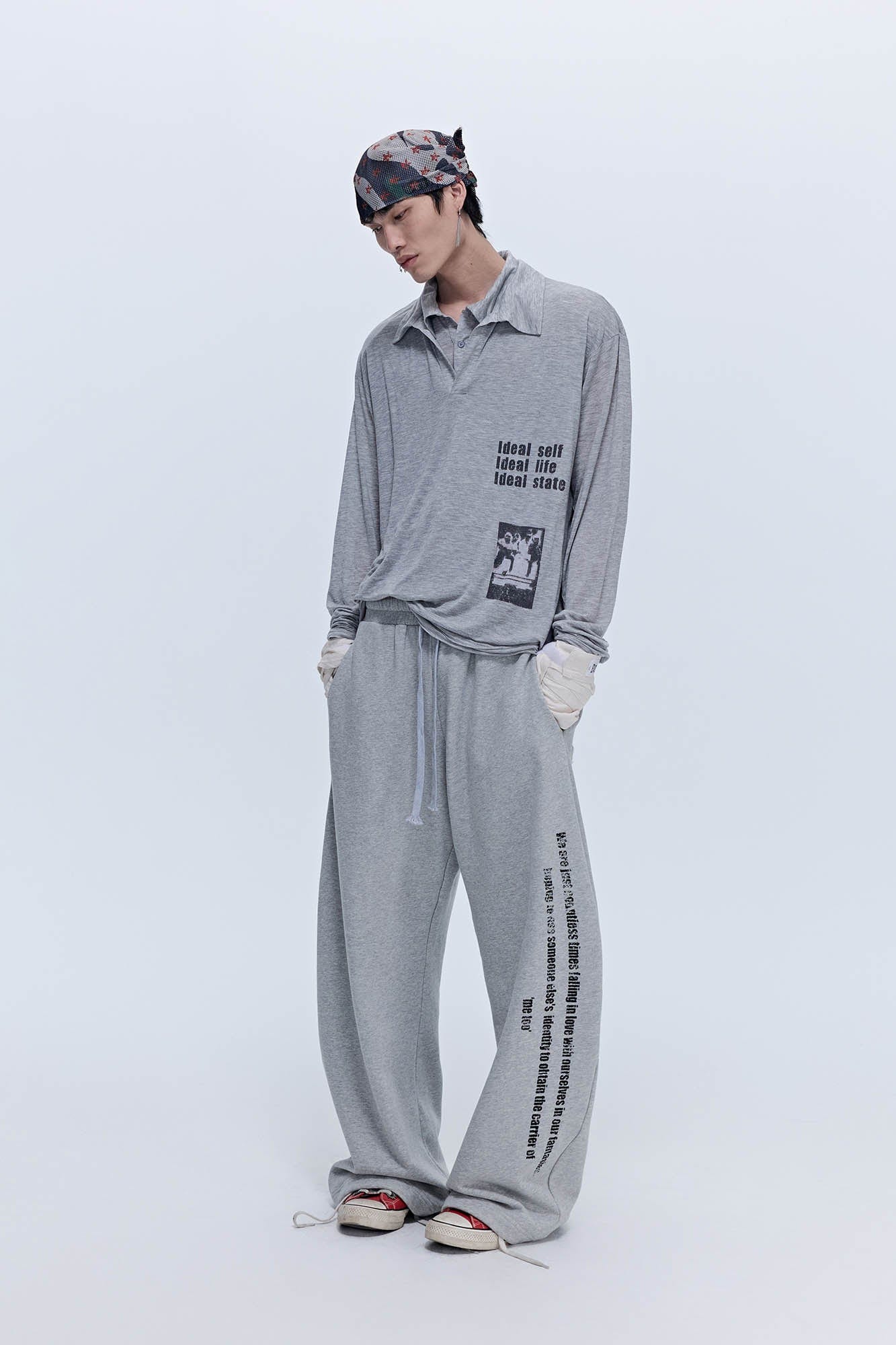 SAVAGEGROWTHWORLD Slogan Curved Drawstring Sweatpants