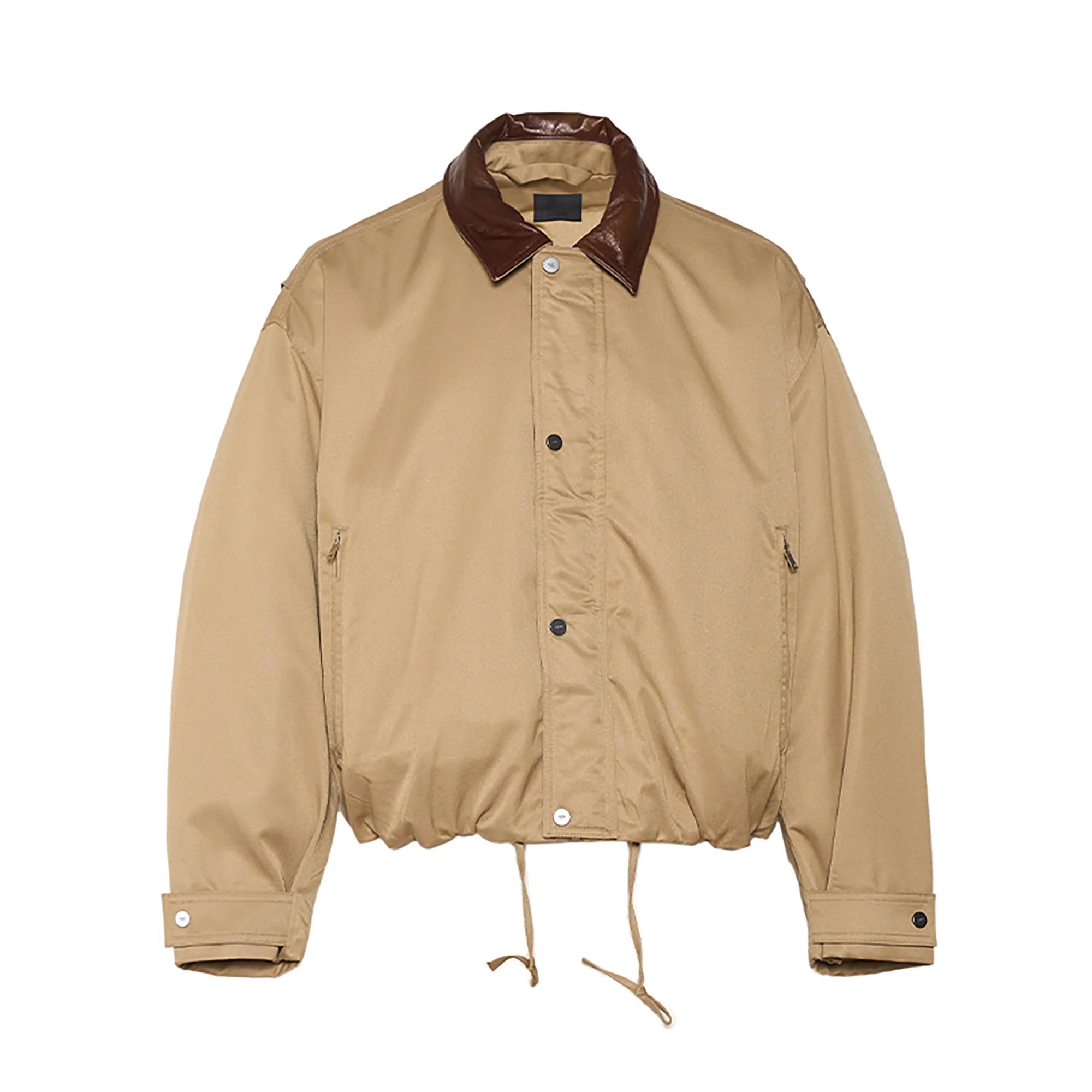 PMW Contrast Leather Collar Bomber Jacket