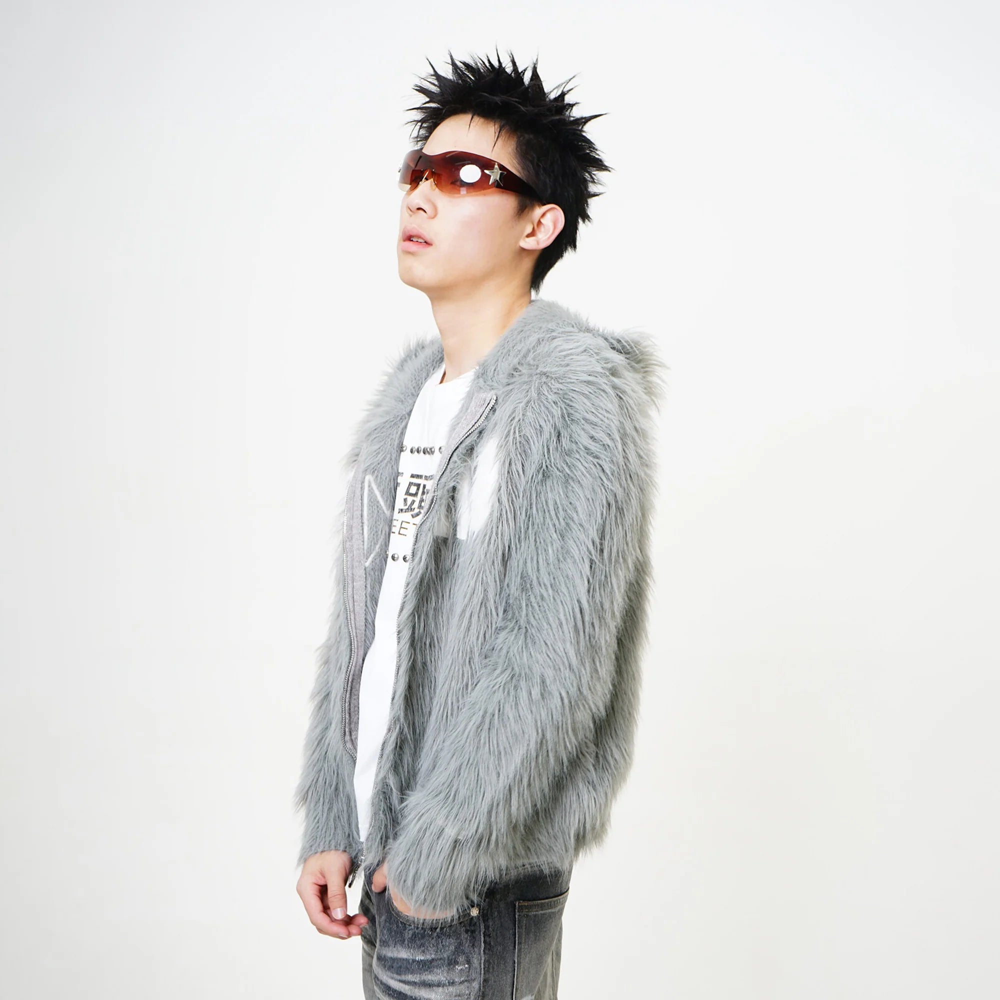 VINKID Dove Patch Mohair Zip-Up Hoodie