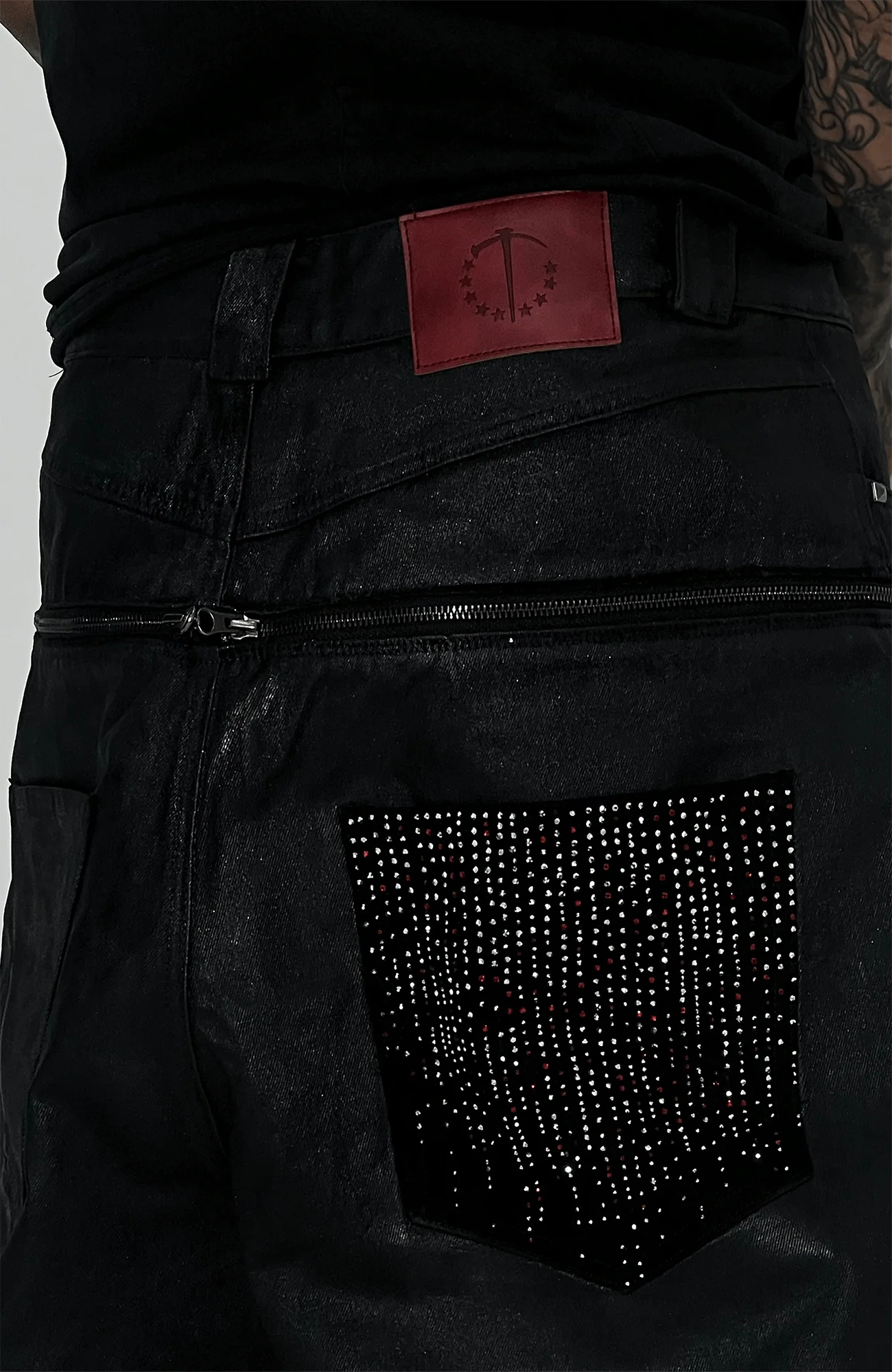 TECNINEGROUP Waxed Double-Knee Diamond Pockets Jeans