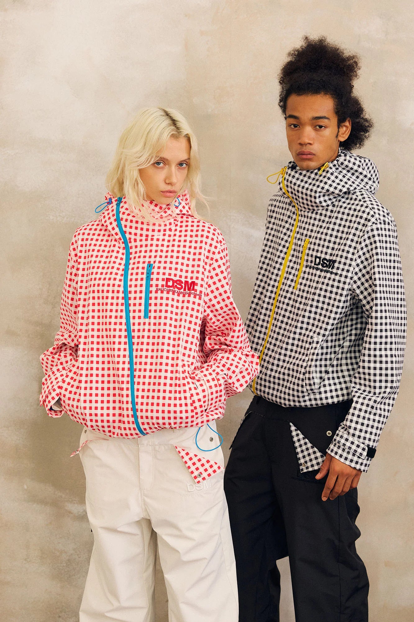 DONSMOKE Diagonal-Zip Check Teflon Windbreaker