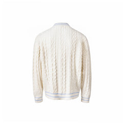CATSSTAC Varsity V-Neck Cable-Knit Sweater