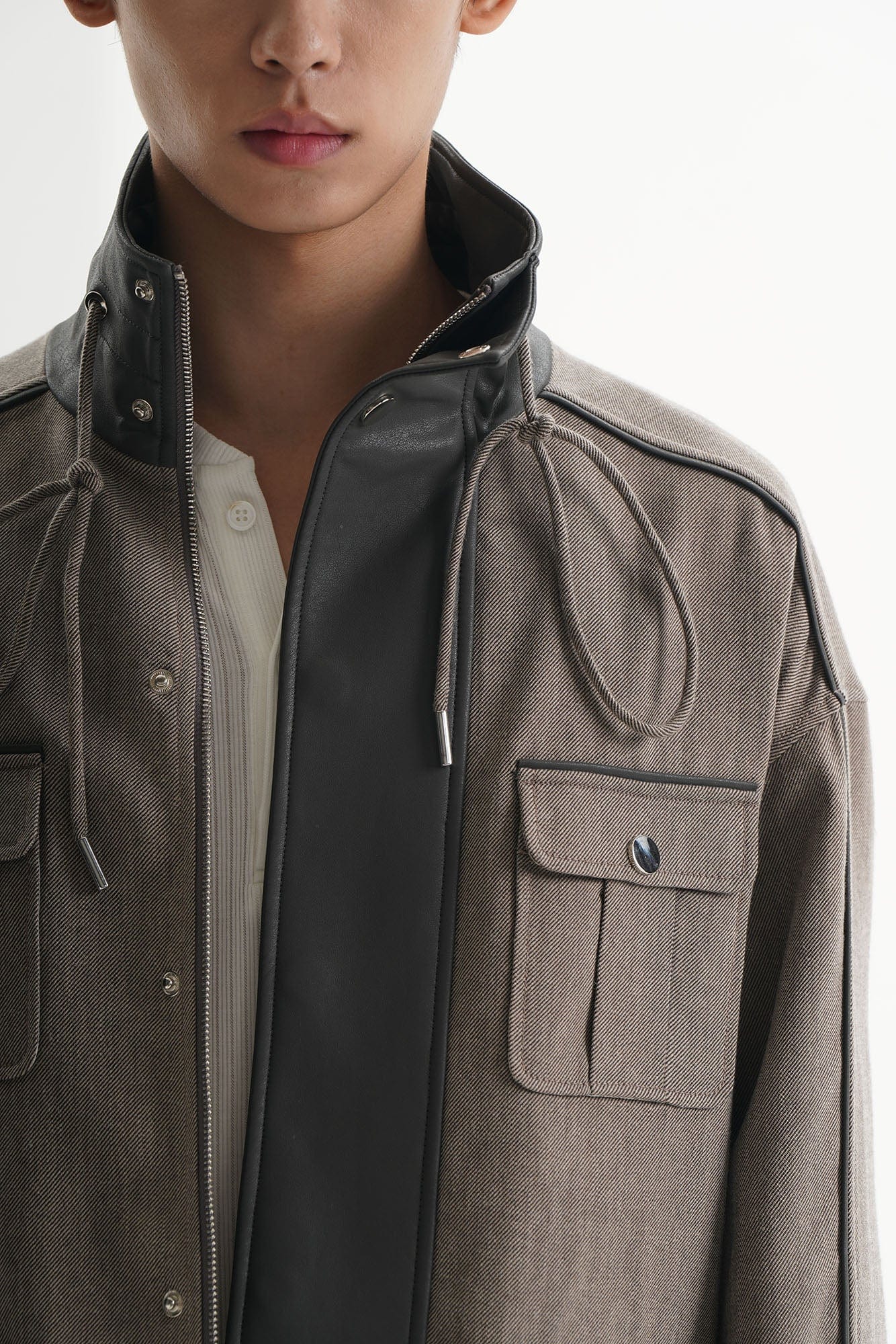 ORAL UTOPIA Multi-Pocket Drawstring Barn Jacket