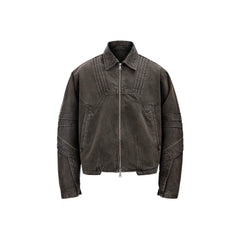 CATSSTAC Washed Paneled Seam Denim Jacket