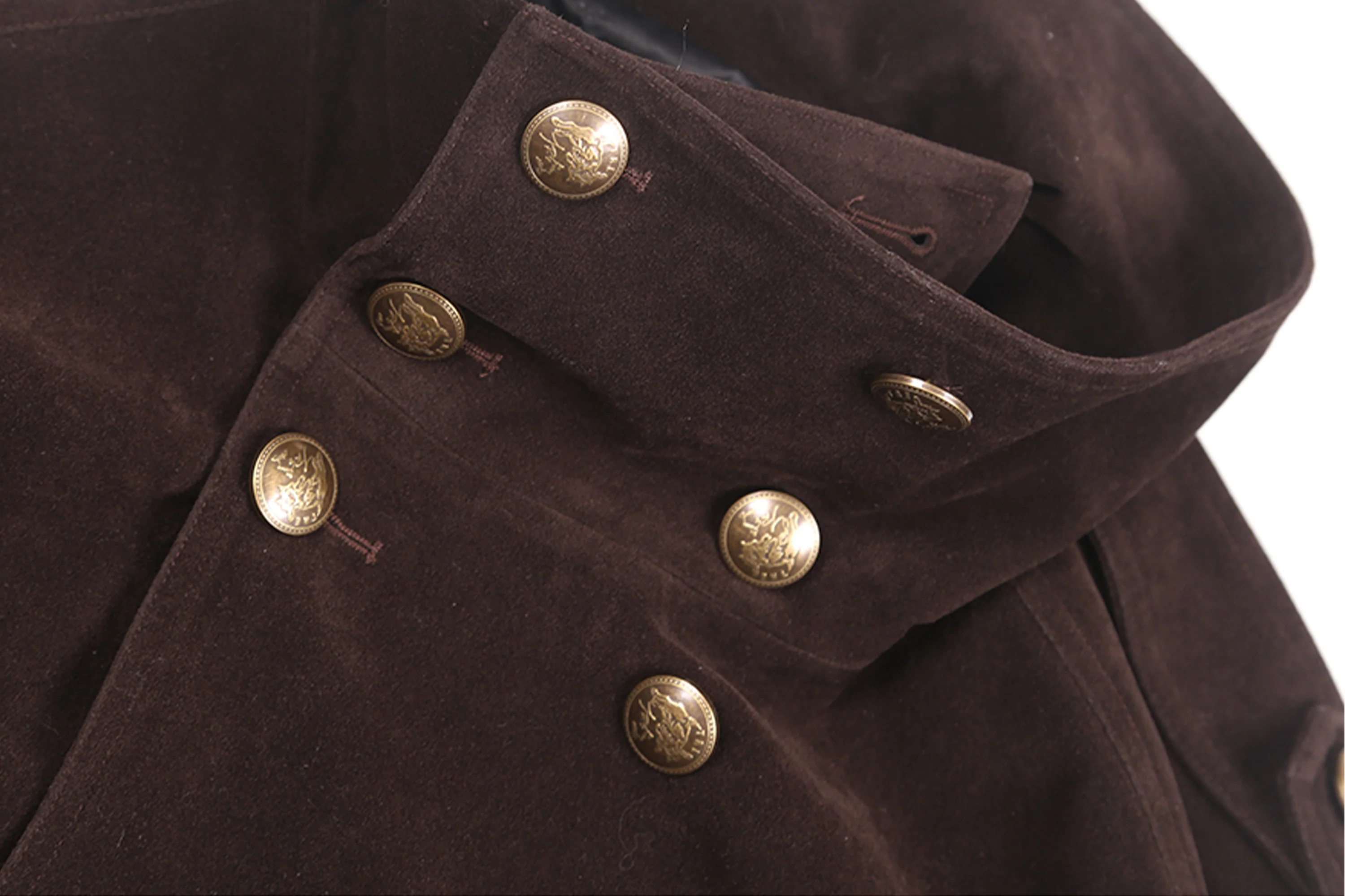 TRECLUB Velvet Double-Breasted Short Trench Jacket