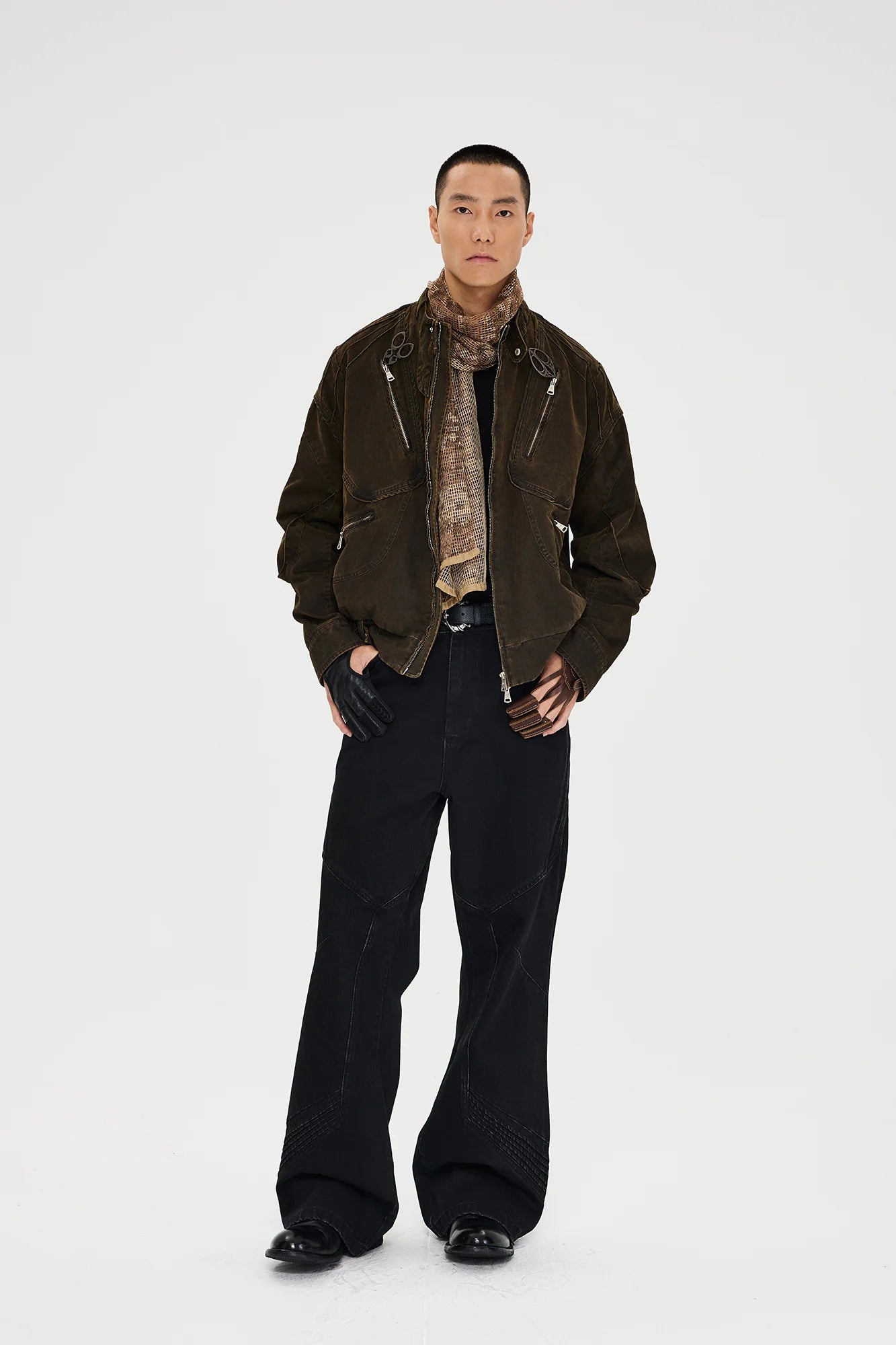 CATSSTAC Washed Paneled Multi-Pocket Utility Jacket