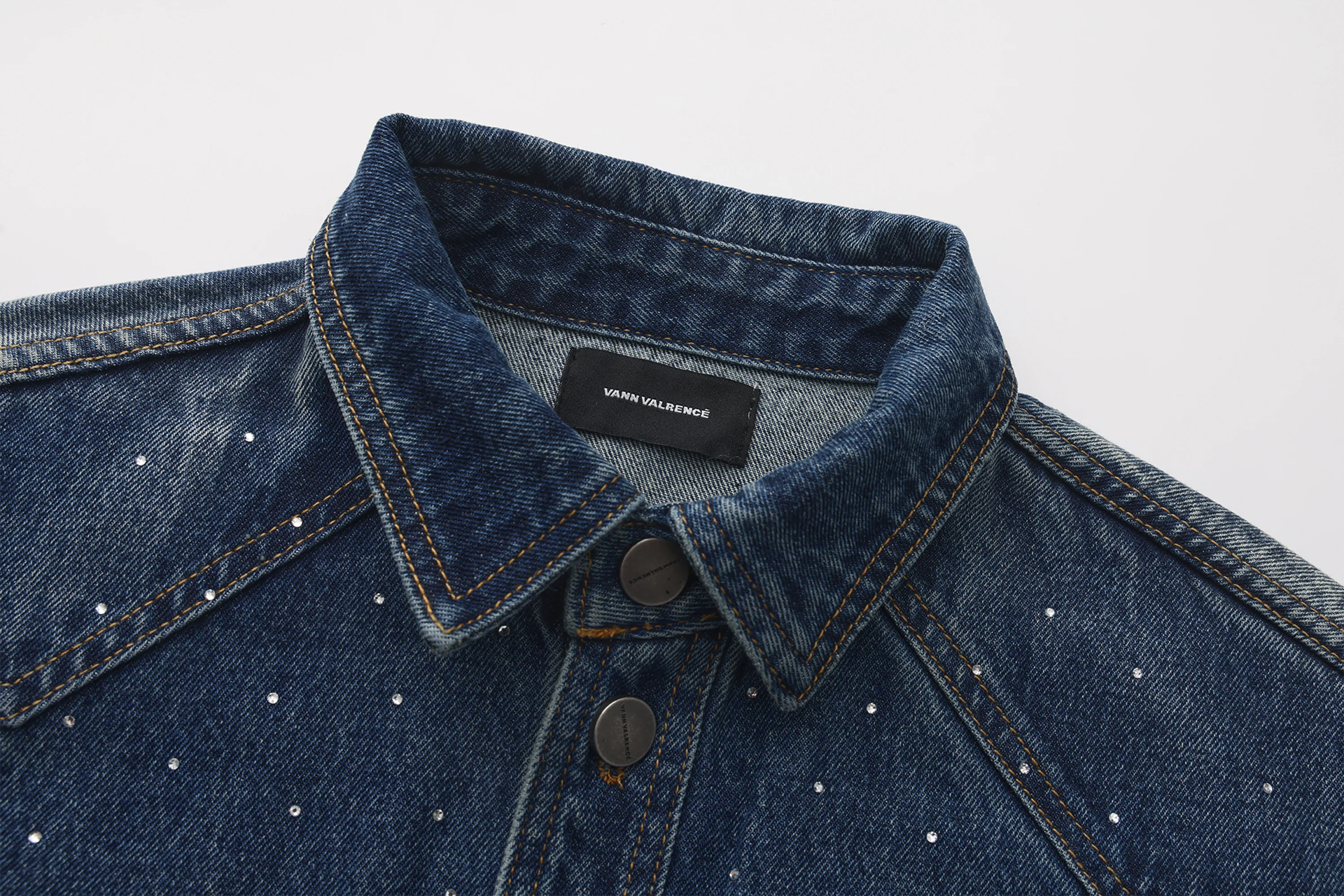 VANN VALRENCE Washed Diamond Denim Shirt Jacket