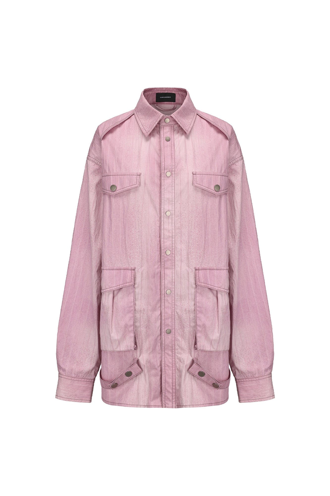 VANN VALRENCE Washed Multi-Pocket Striped Utility Shirt