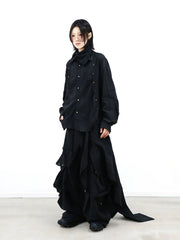 RELABEL Detachable Drape Linen-Blend Cargo Dark Gray