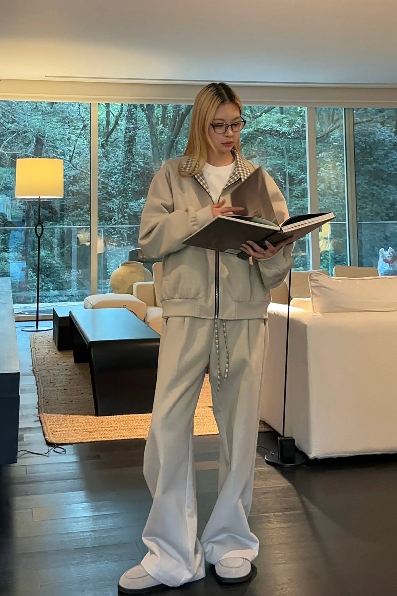 OKAYTHXBYE Plaid Layered Waist Drawstring Sweatpants