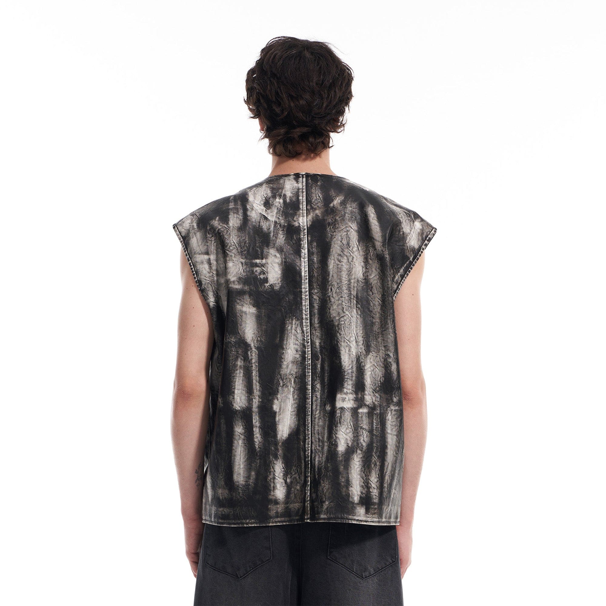 VANN VALRENCE Washed Grunge Paint Multi-Pocket Vest