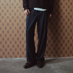 RICHILL Asymmetric Waist Pinstripe Pleated Wide-Leg Trousers