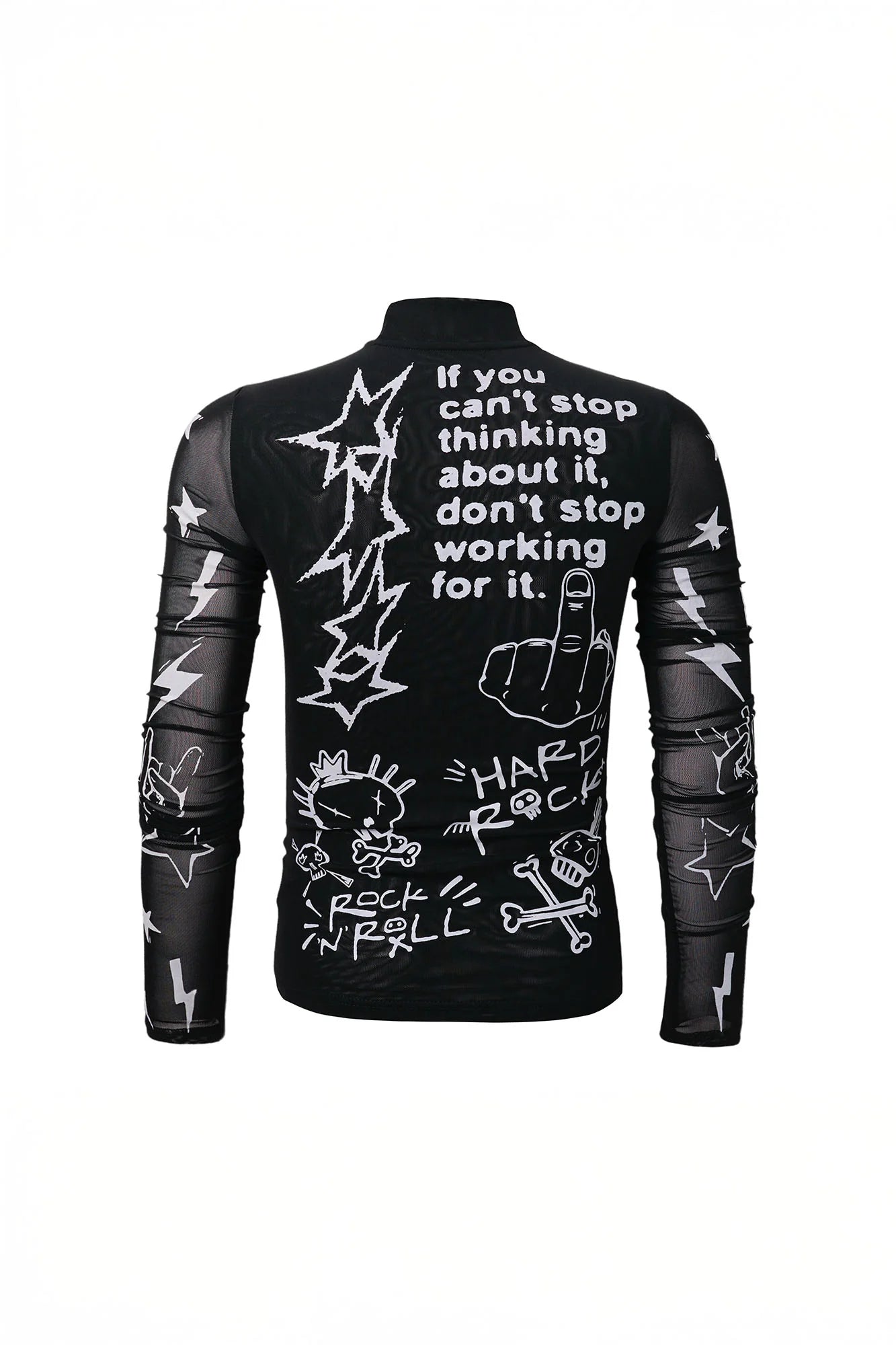 CLP Full-Print Graffiti Mesh Long-Sleeve Tee