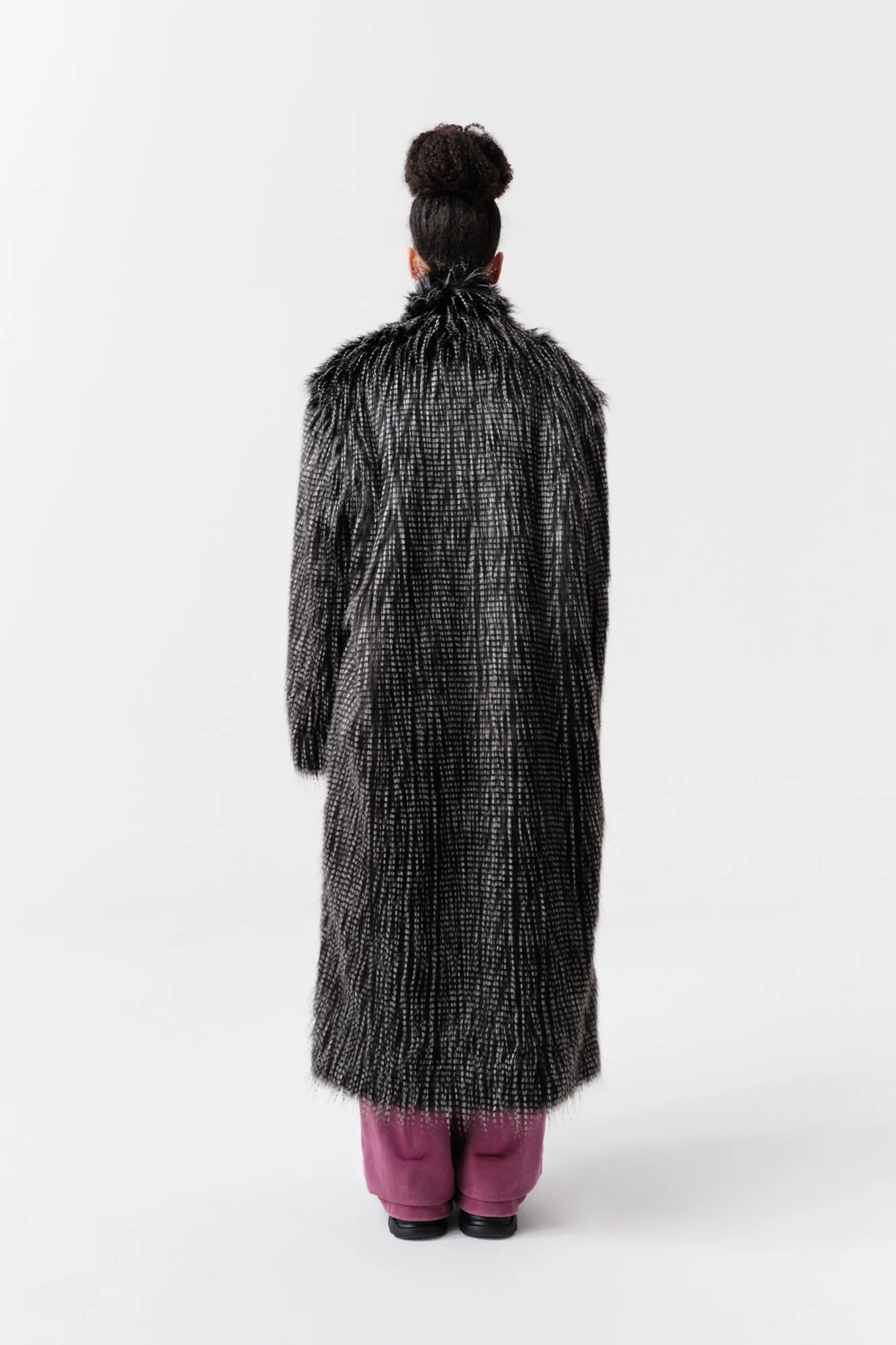 VANN VALRENCE Shaggy Layered Faux Fur Long Coat