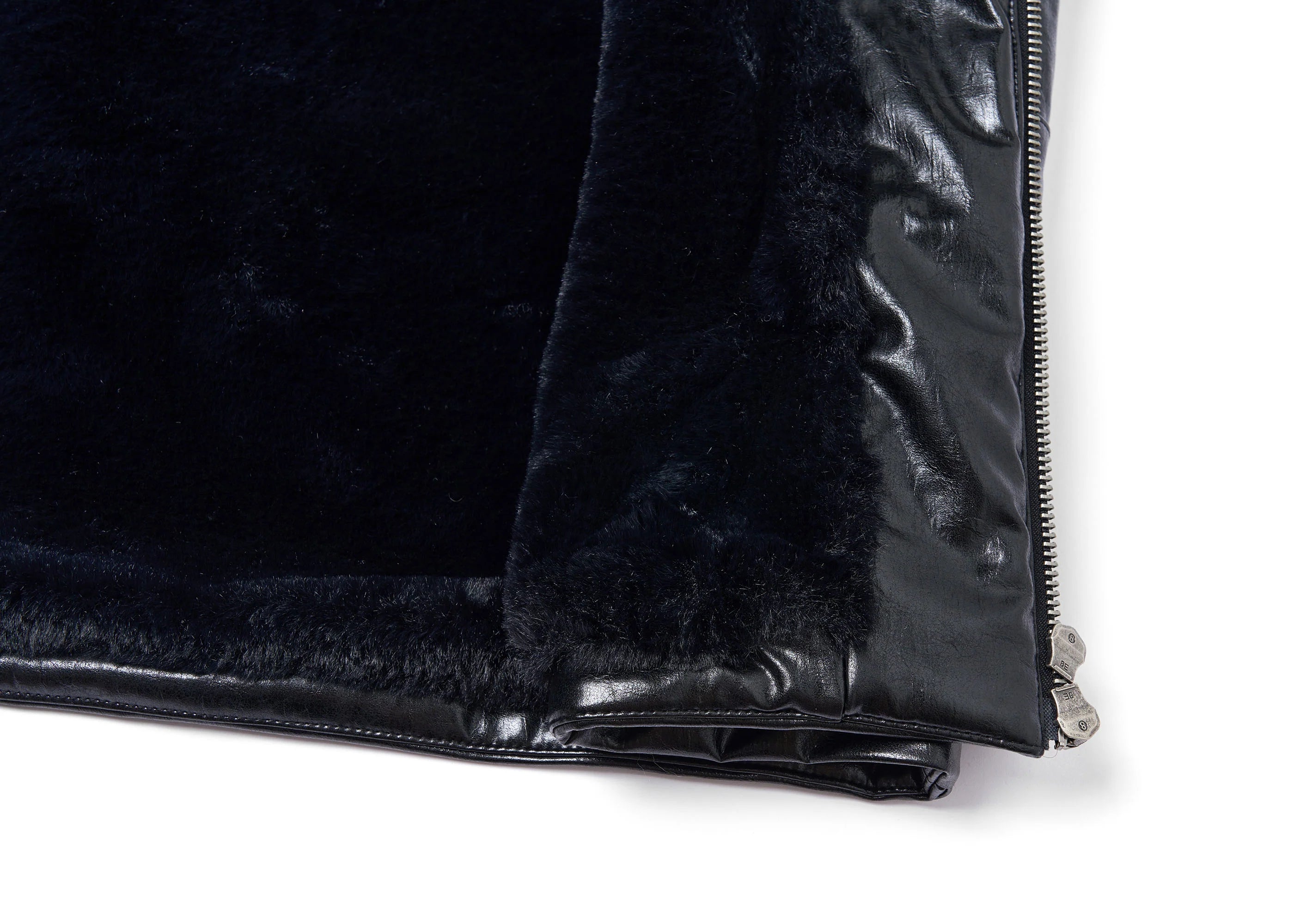 SAVAGEGROWTHWORLD Hook Buckle Faux Leather Puffer Jacket