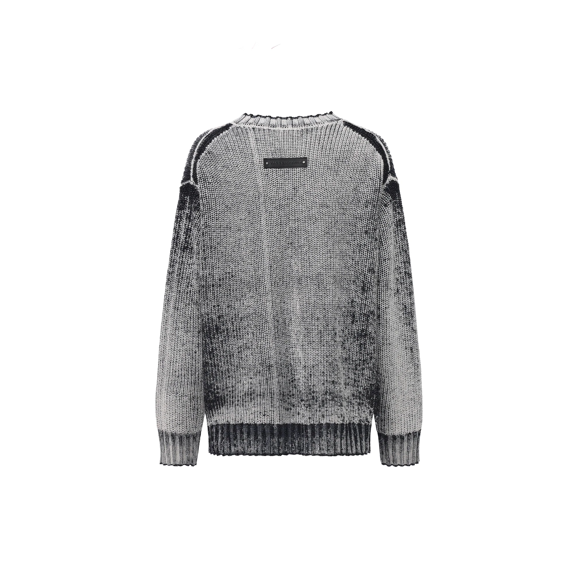 VANN VALRENCE Washed Distressed LOGO Sweater