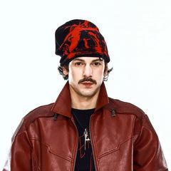 FLYERRER Grunge Cross Jacquard Slouch Beanie