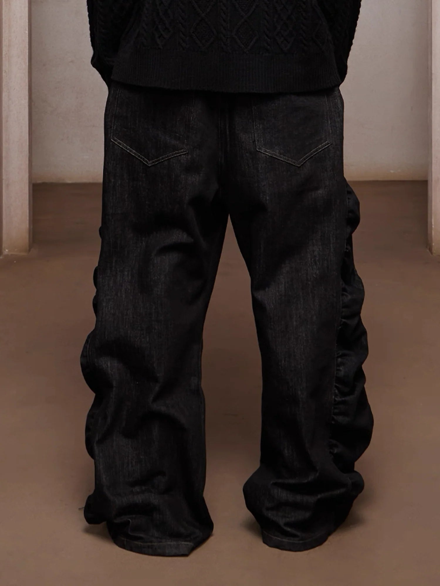 DND4DES Asym Button-Fly Ruched Baggy Jeans