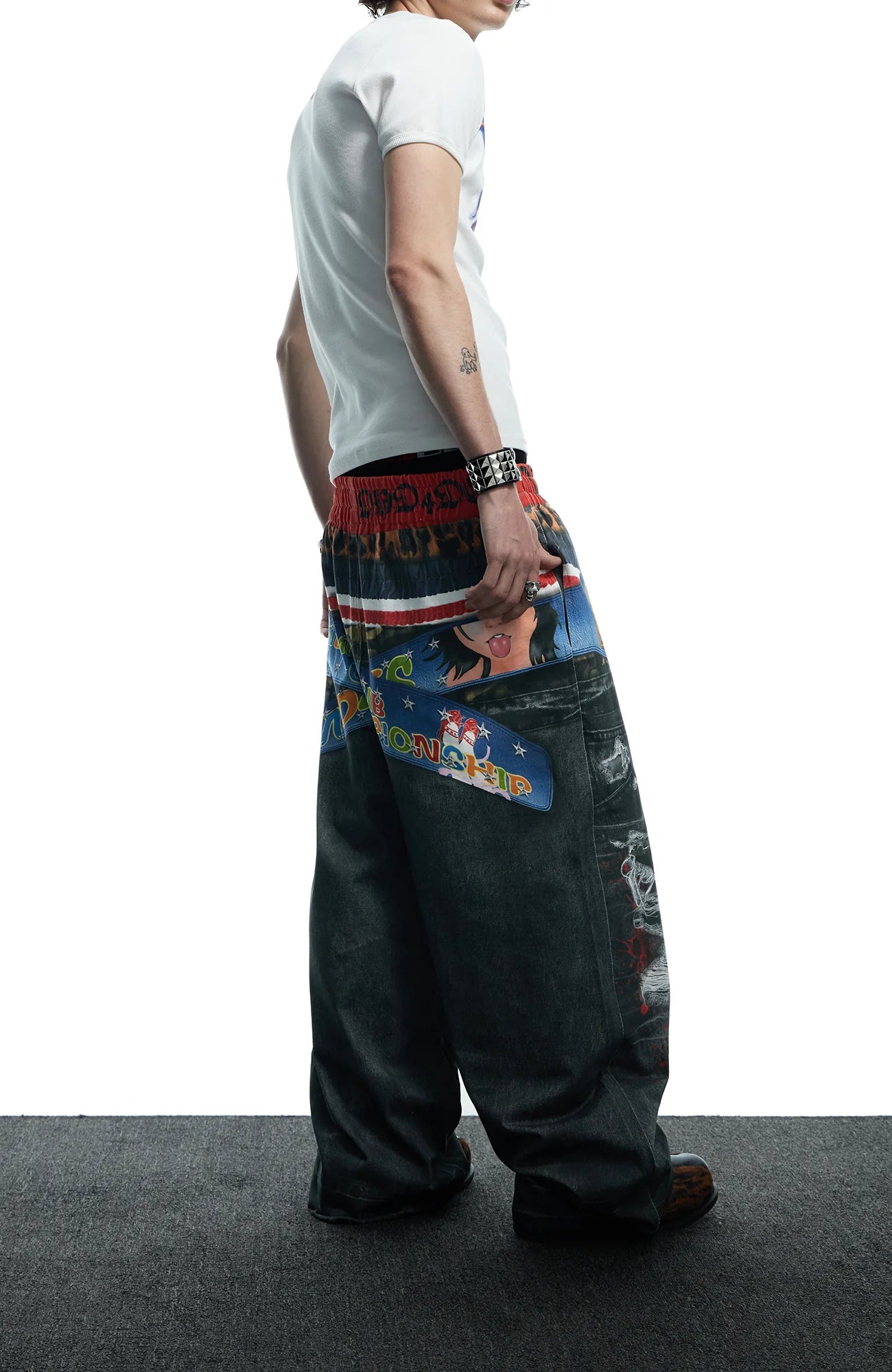 DND4DES Boxing Championship Belt Print Baggy Trousers